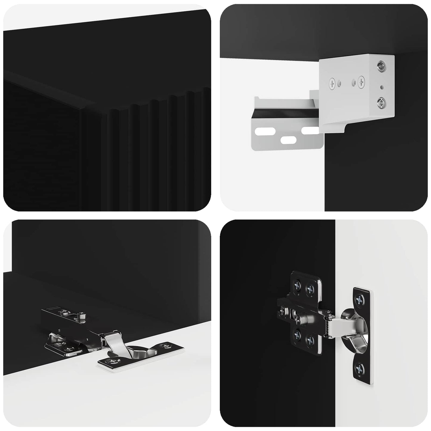 Tv-meubelset Wandgemonteerd 4 pcs Zwart Bewerkt hout is nu te koop bij PeponiXL, paradijselijk wonen!