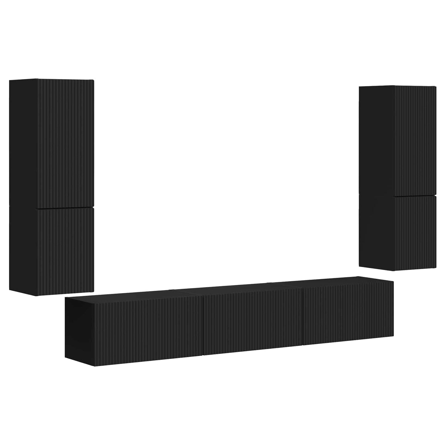 Tv-meubelset Wandgemonteerd 4 pcs Zwart Bewerkt hout is nu te koop bij PeponiXL, paradijselijk wonen!