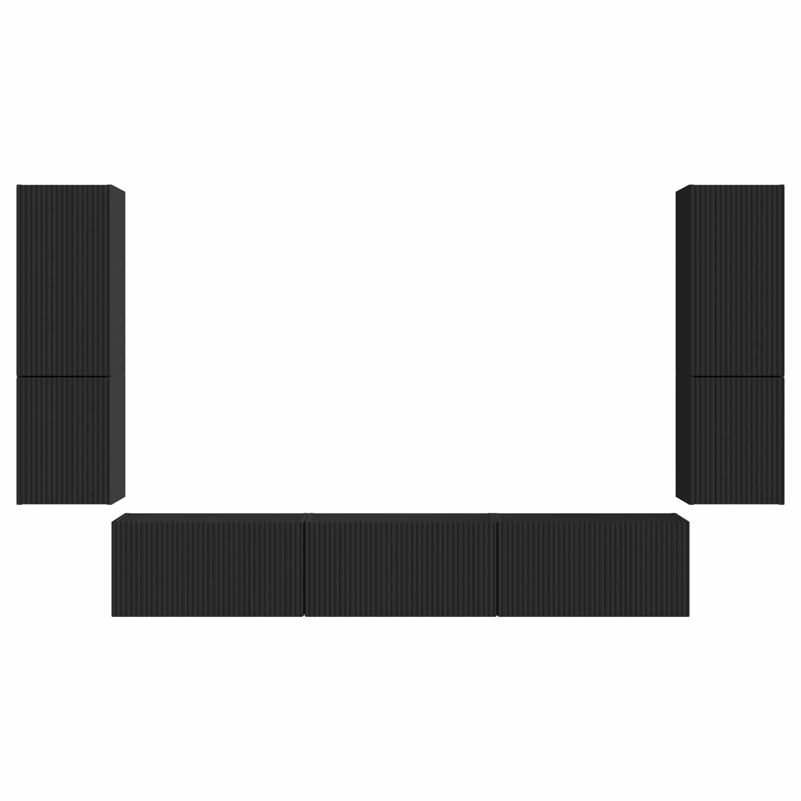Tv-meubelset Wandgemonteerd 4 pcs Zwart Bewerkt hout is nu te koop bij PeponiXL, paradijselijk wonen!