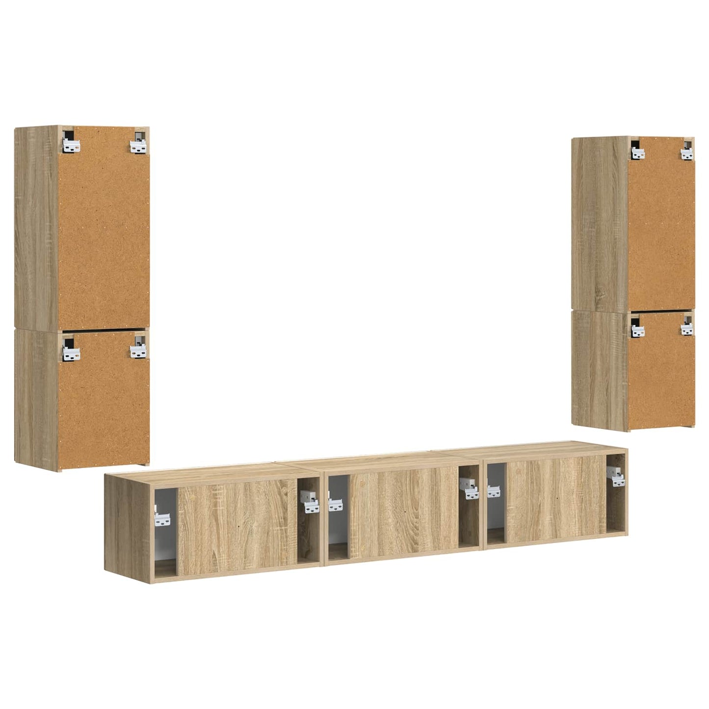 Tv-meubelset Wandgemonteerd 4 pcs Sonoma Eiken Bewerkt hout is nu te koop bij PeponiXL, paradijselijk wonen!