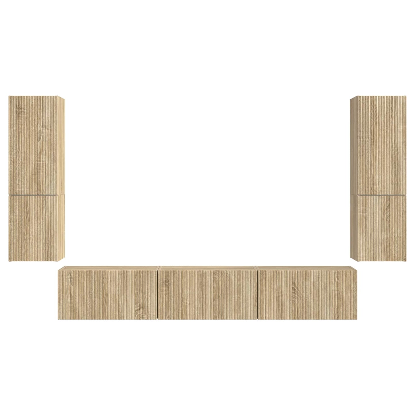 Tv-meubelset Wandgemonteerd 4 pcs Sonoma Eiken Bewerkt hout is nu te koop bij PeponiXL, paradijselijk wonen!