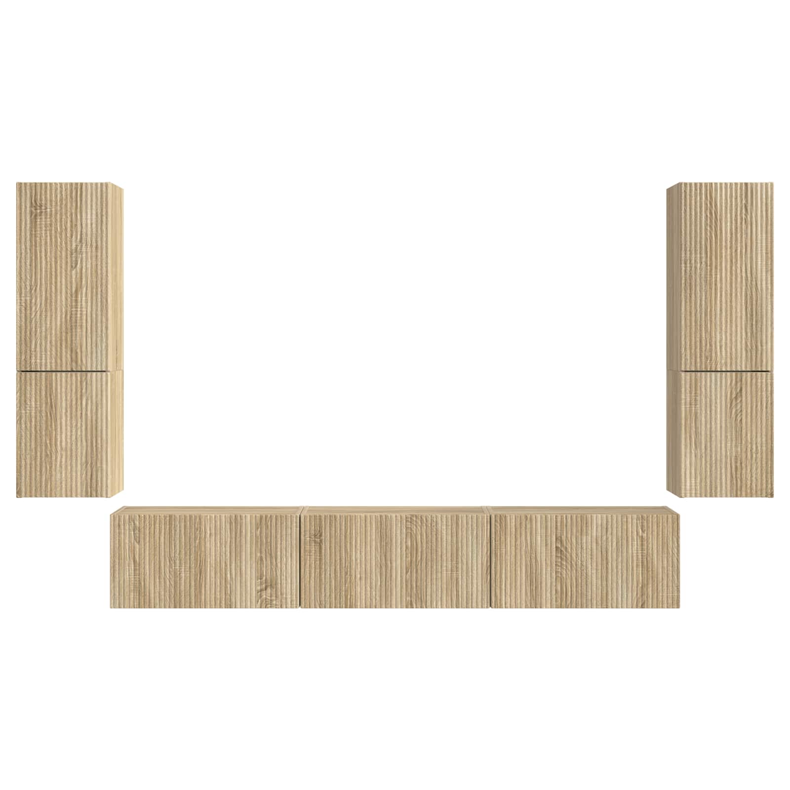 Tv-meubelset Wandgemonteerd 4 pcs Sonoma Eiken Bewerkt hout is nu te koop bij PeponiXL, paradijselijk wonen!