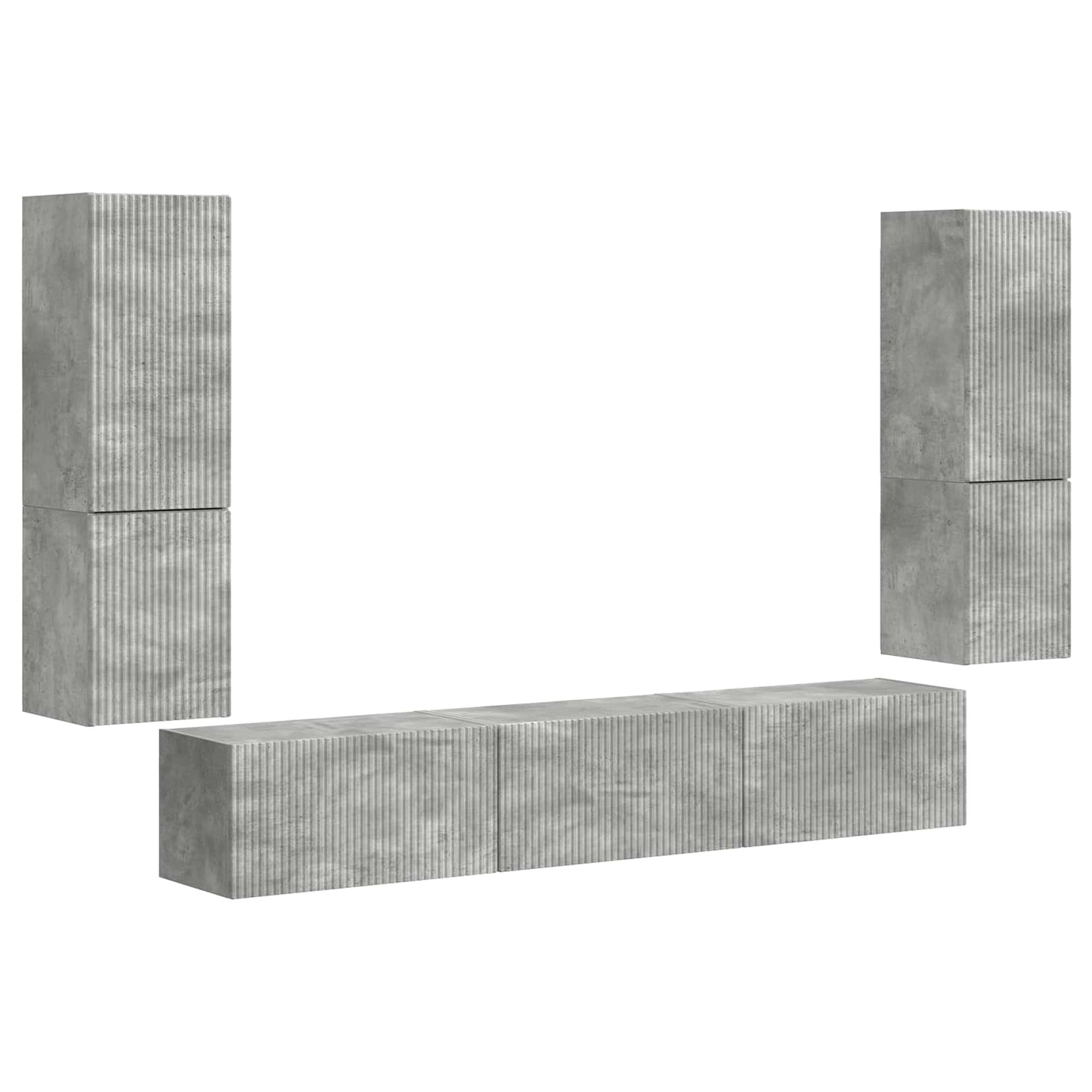 Tv-meubelset Wandgemonteerd 4 pcs Beton Grijs Bewerkt hout is nu te koop bij PeponiXL, paradijselijk wonen!