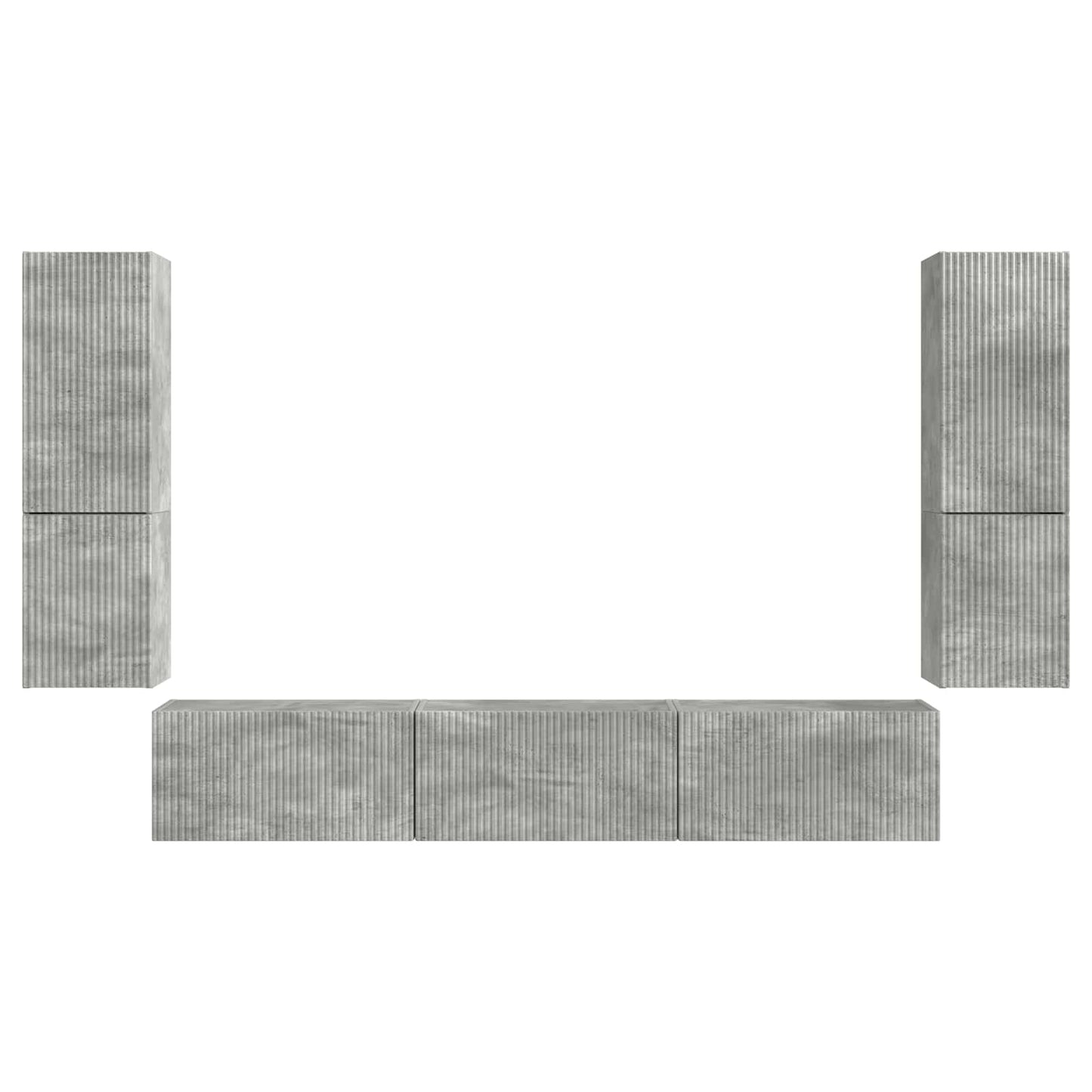 Tv-meubelset Wandgemonteerd 4 pcs Beton Grijs Bewerkt hout is nu te koop bij PeponiXL, paradijselijk wonen!