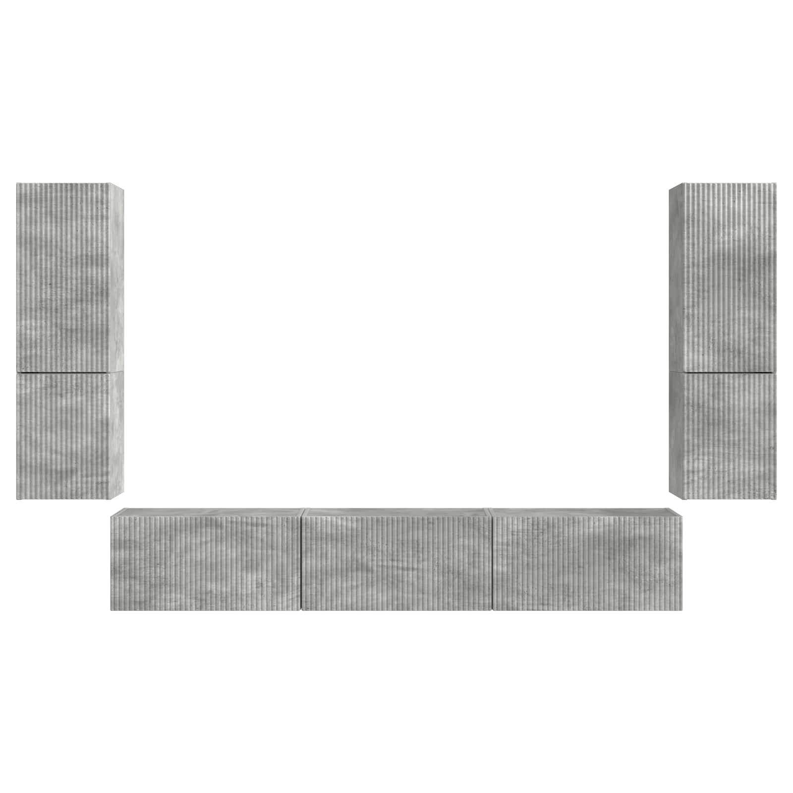 Tv-meubelset Wandgemonteerd 4 pcs Beton Grijs Bewerkt hout is nu te koop bij PeponiXL, paradijselijk wonen!