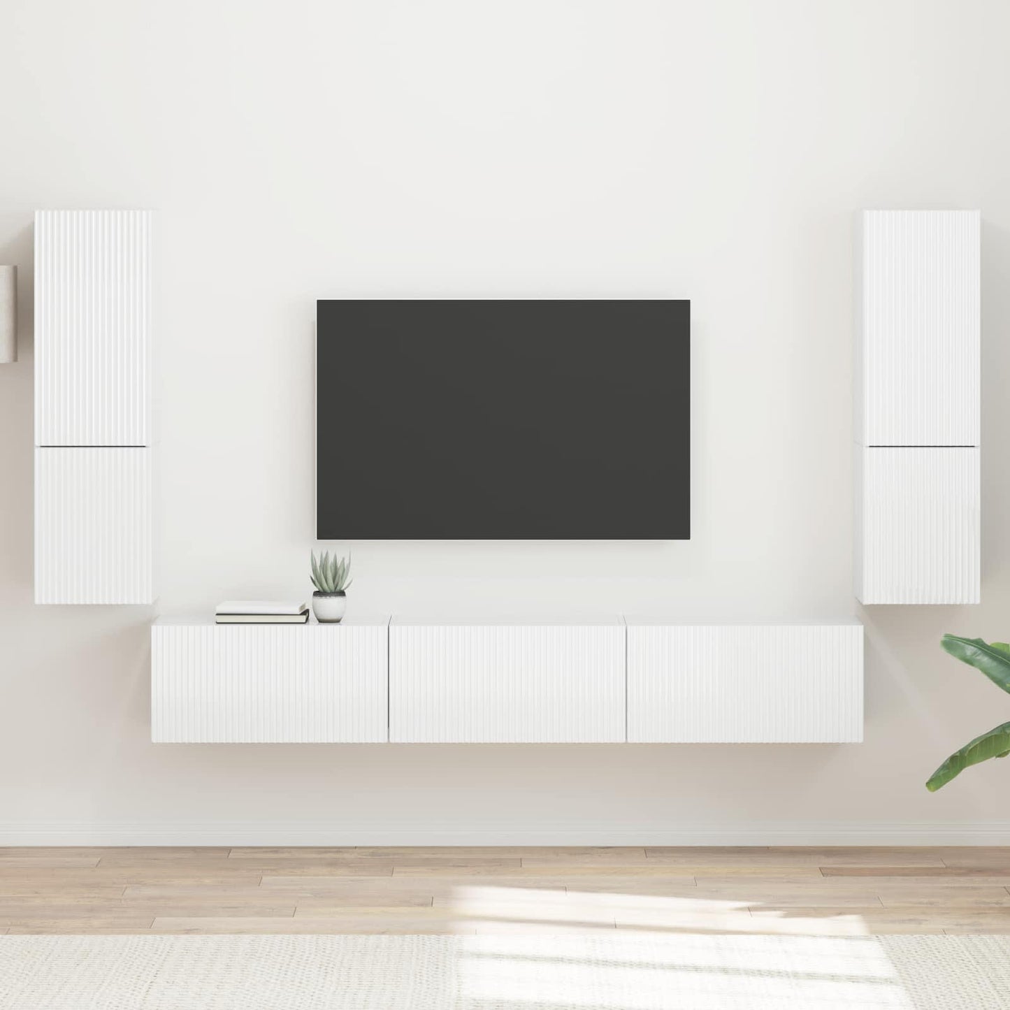 Tv-meubelset Wandgemonteerd 4 pcs Hoogglans wit Bewerkt hout is nu te koop bij PeponiXL, paradijselijk wonen!