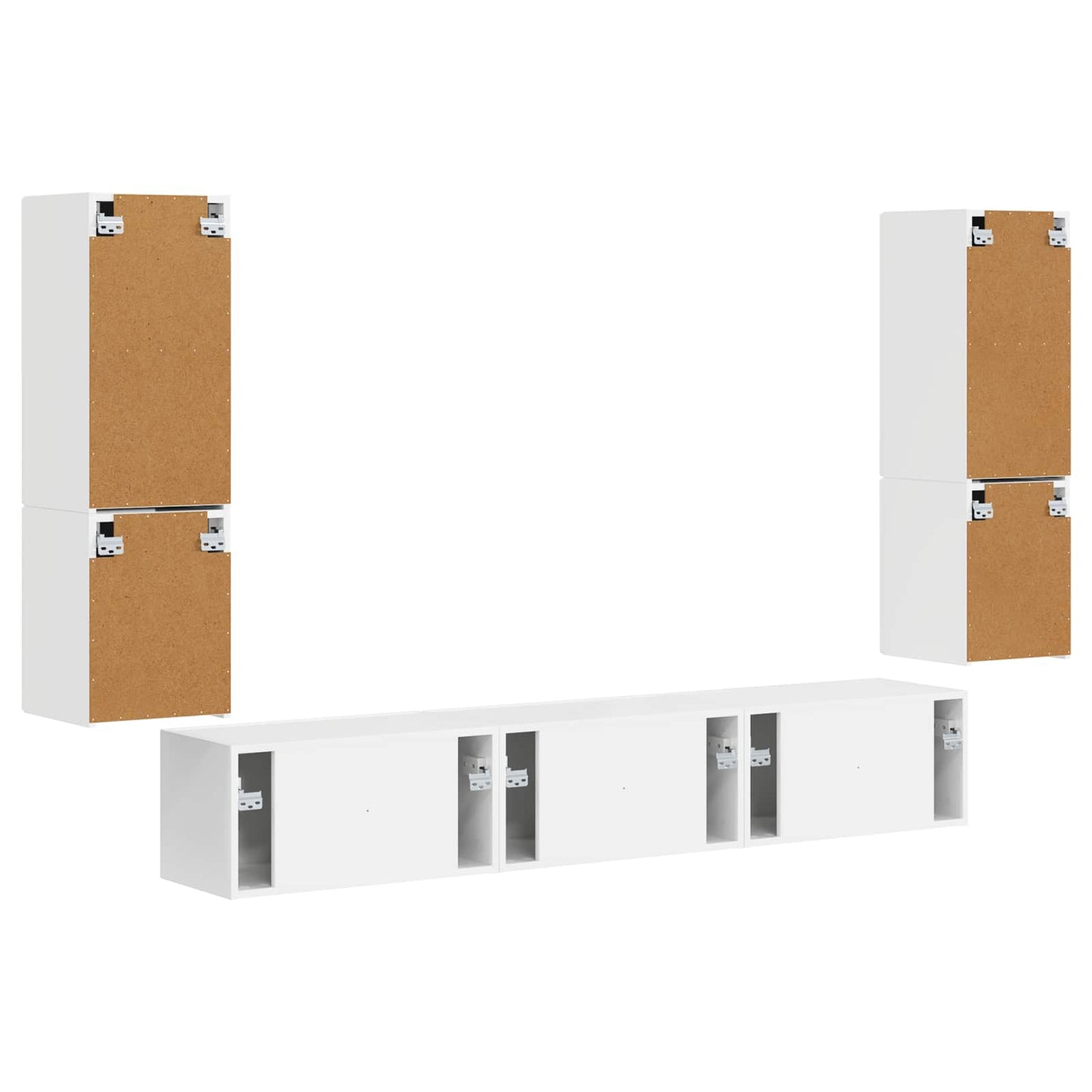 Tv-meubelset Wandgemonteerd 4 pcs Hoogglans wit Bewerkt hout is nu te koop bij PeponiXL, paradijselijk wonen!