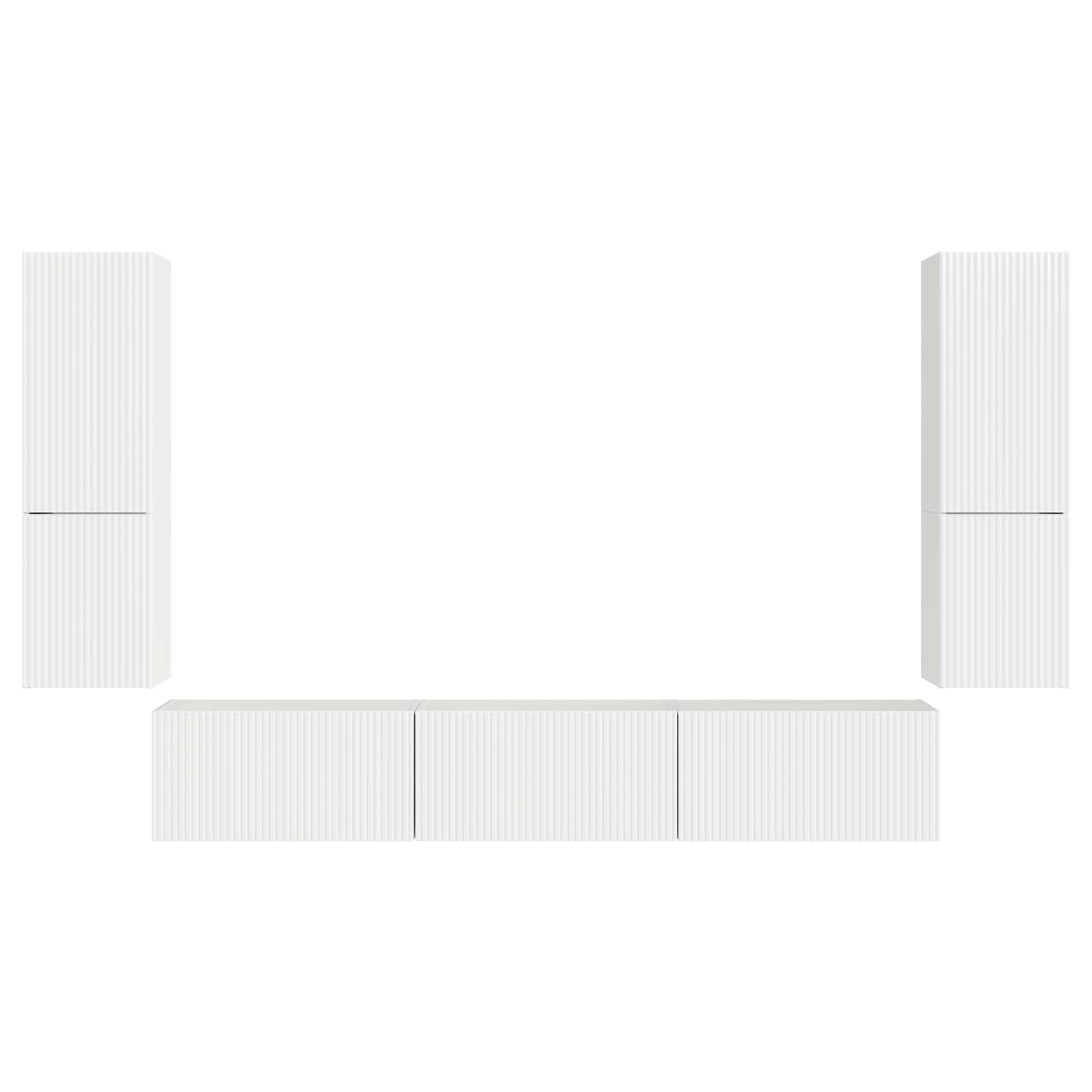 Tv-meubelset Wandgemonteerd 4 pcs Hoogglans wit Bewerkt hout is nu te koop bij PeponiXL, paradijselijk wonen!