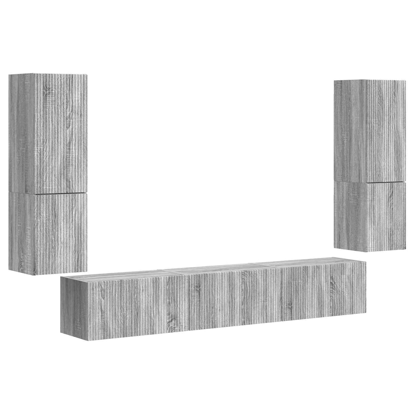 Tv-meubelset Wandgemonteerd 4 pcs Grijs Sonoma Bewerkt hout is nu te koop bij PeponiXL, paradijselijk wonen!