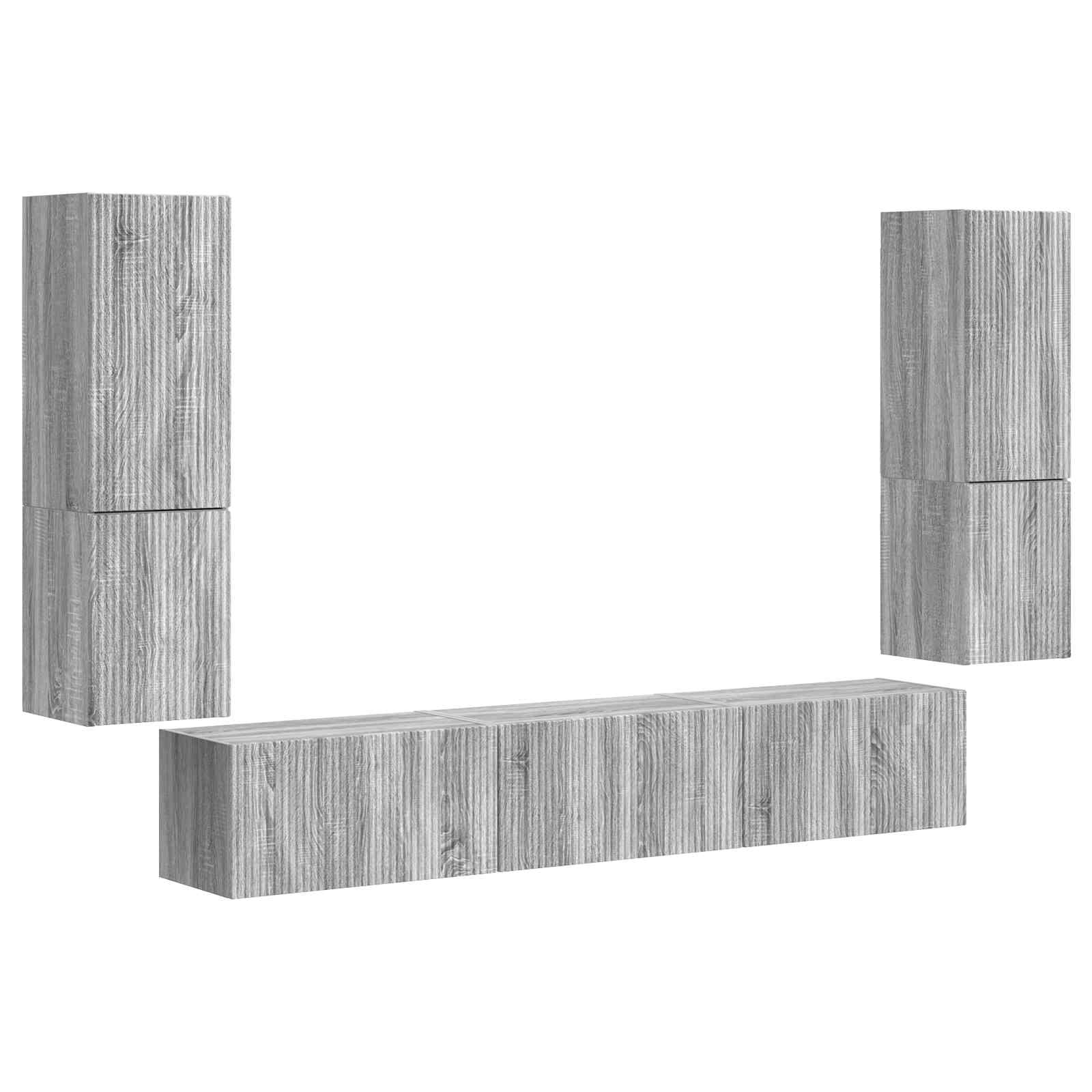 Tv-meubelset Wandgemonteerd 4 pcs Grijs Sonoma Bewerkt hout is nu te koop bij PeponiXL, paradijselijk wonen!