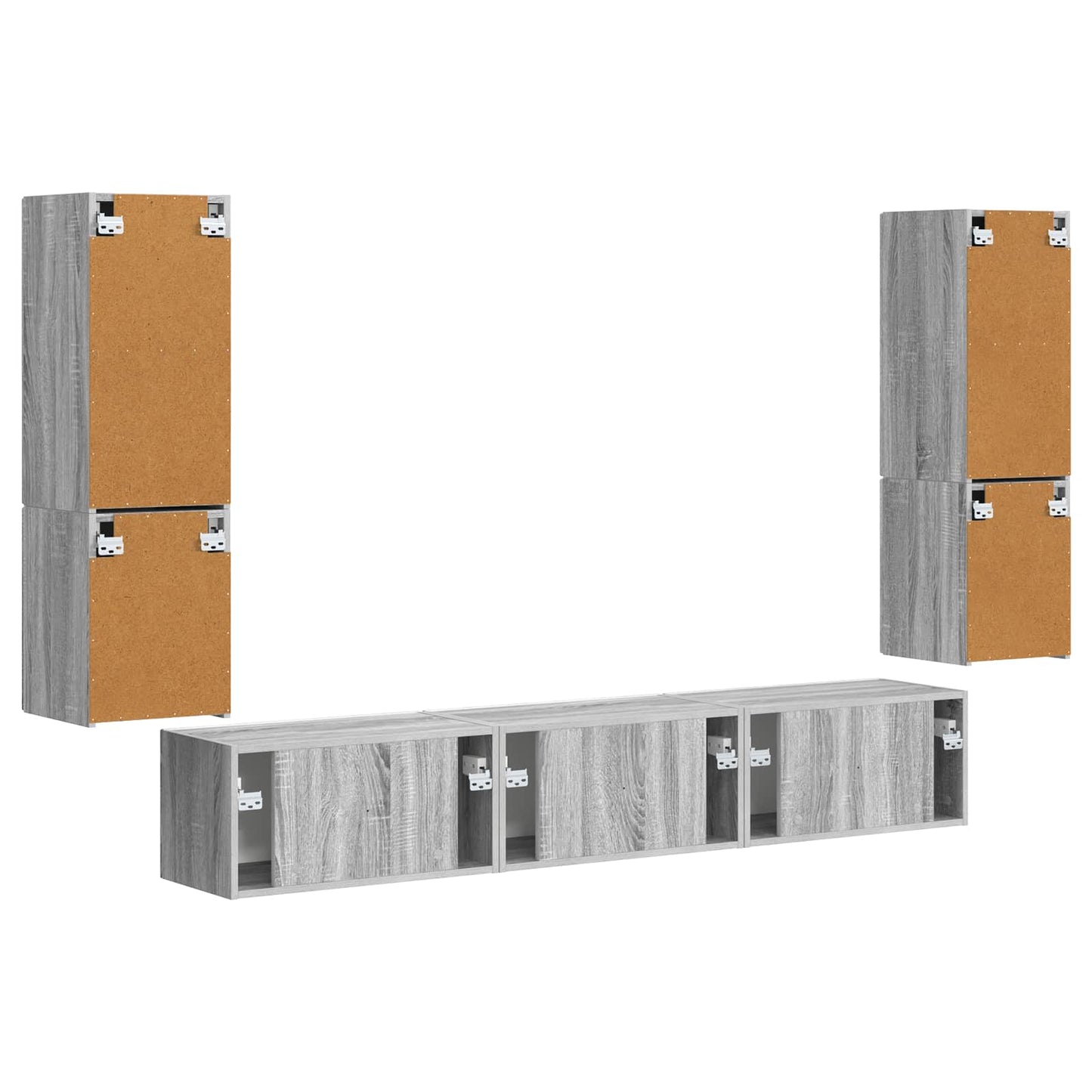Tv-meubelset Wandgemonteerd 4 pcs Grijs Sonoma Bewerkt hout is nu te koop bij PeponiXL, paradijselijk wonen!