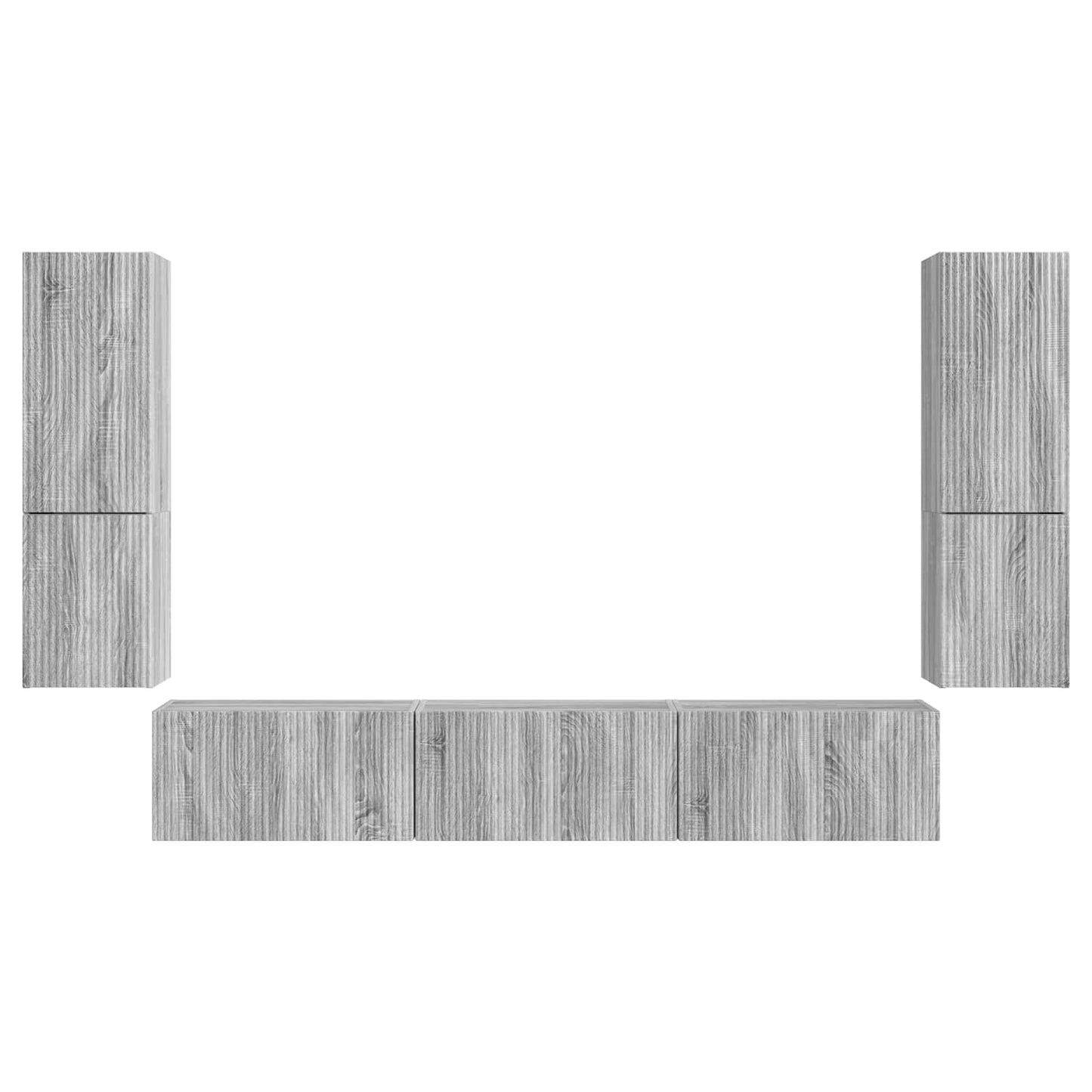 Tv-meubelset Wandgemonteerd 4 pcs Grijs Sonoma Bewerkt hout is nu te koop bij PeponiXL, paradijselijk wonen!