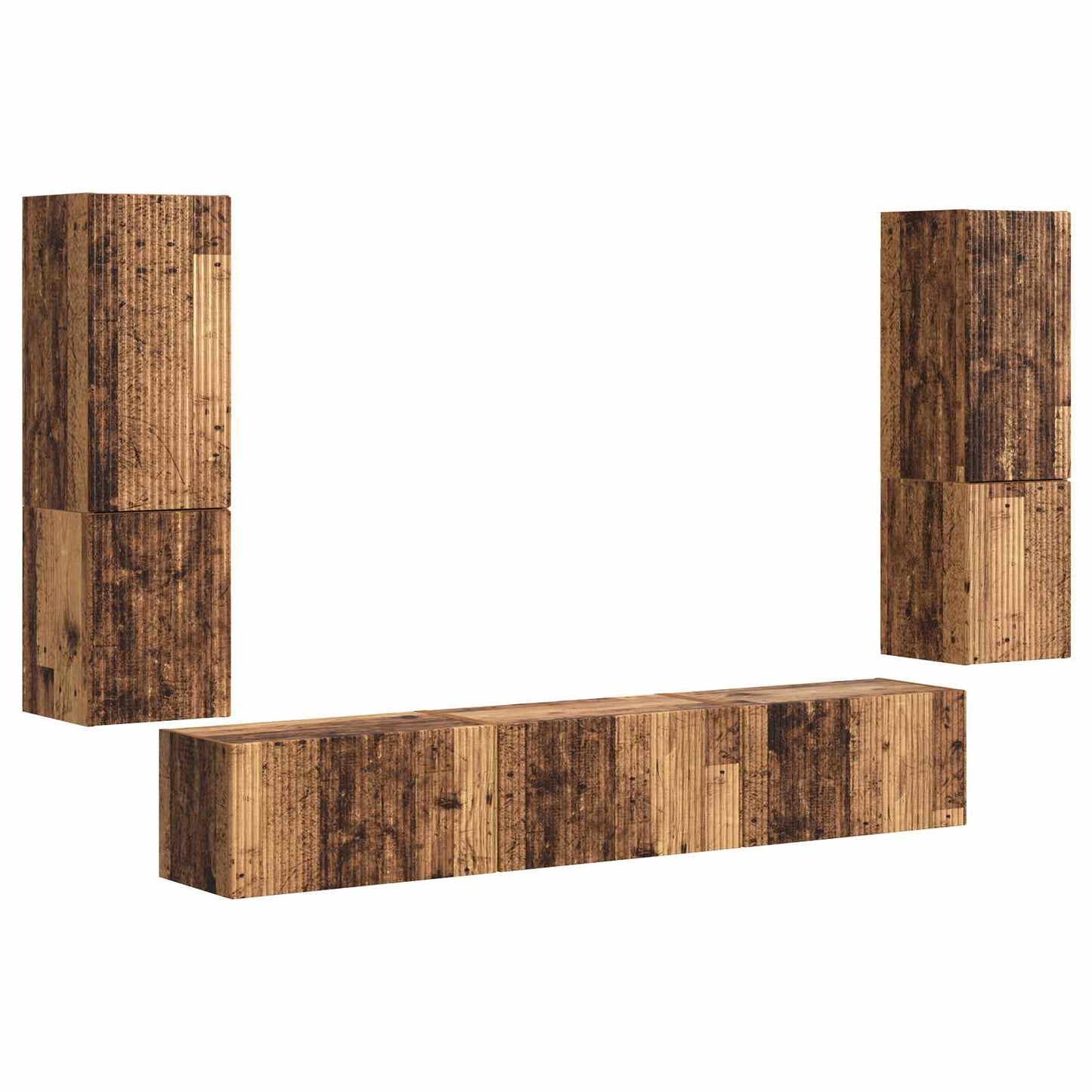 Tv-meubelset Wandgemonteerd 4 pcs Oudhout Bewerkt hout is nu te koop bij PeponiXL, paradijselijk wonen!