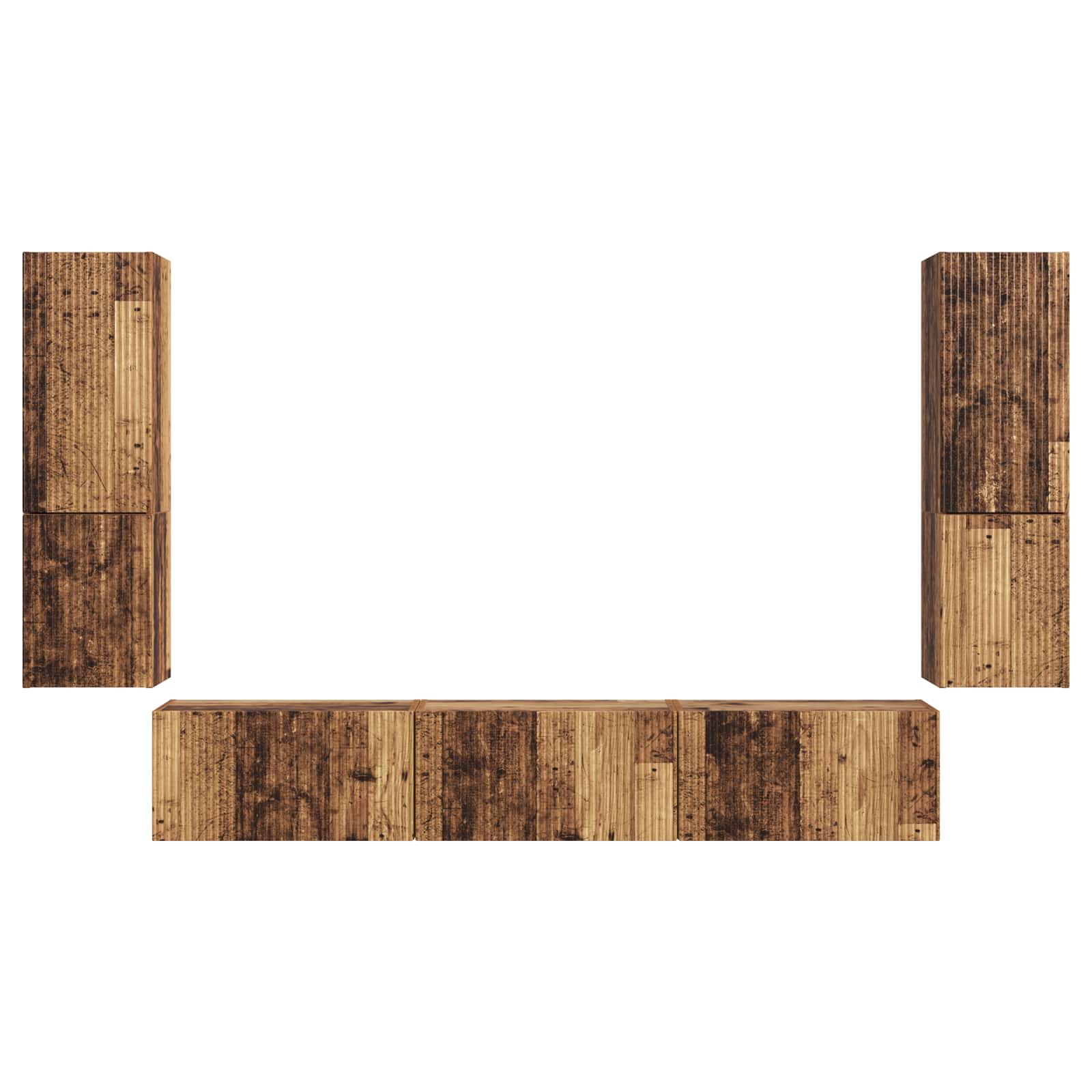 Tv-meubelset Wandgemonteerd 4 pcs Oudhout Bewerkt hout is nu te koop bij PeponiXL, paradijselijk wonen!