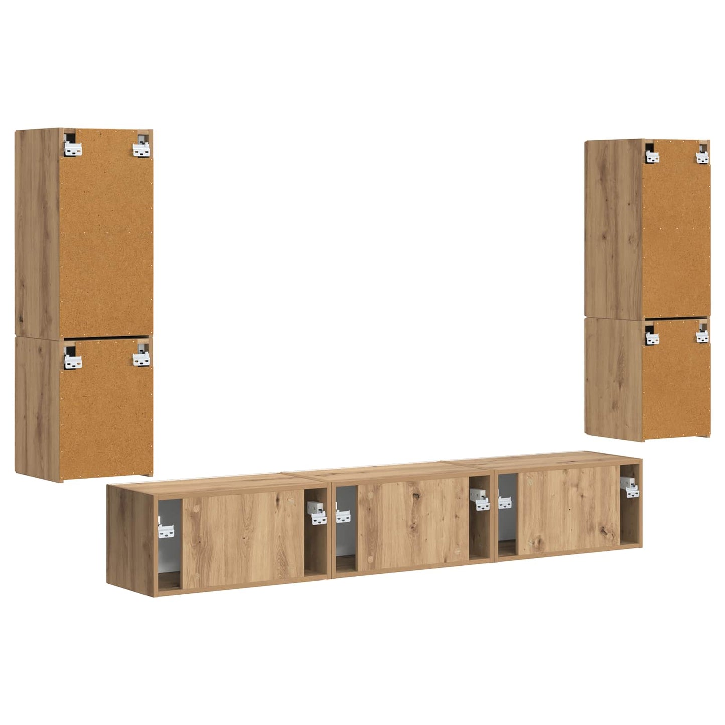Tv-meubelset 4 pcs Artisan Eiken Bewerkt hout is nu te koop bij PeponiXL, paradijselijk wonen!