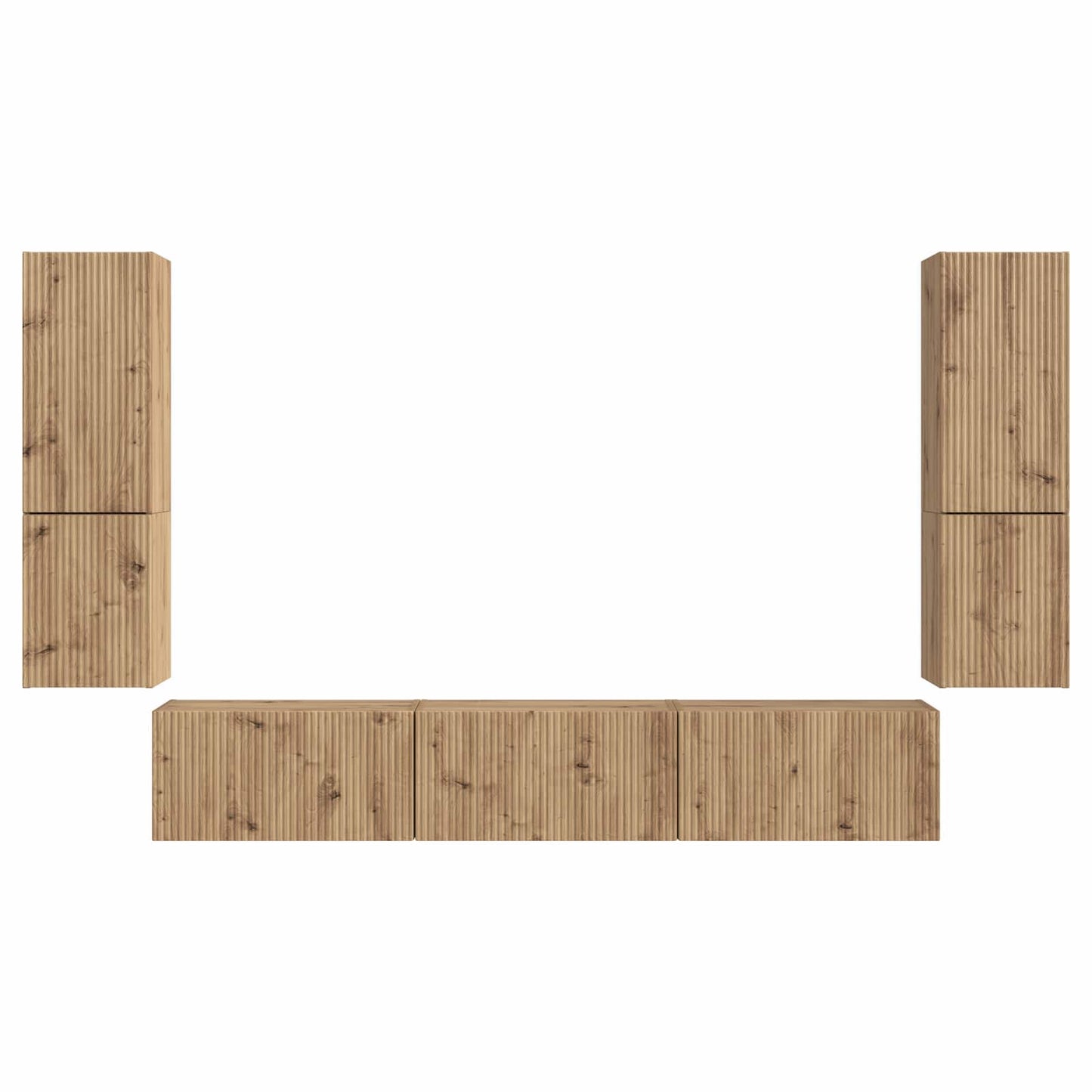 Tv-meubelset 4 pcs Artisan Eiken Bewerkt hout is nu te koop bij PeponiXL, paradijselijk wonen!