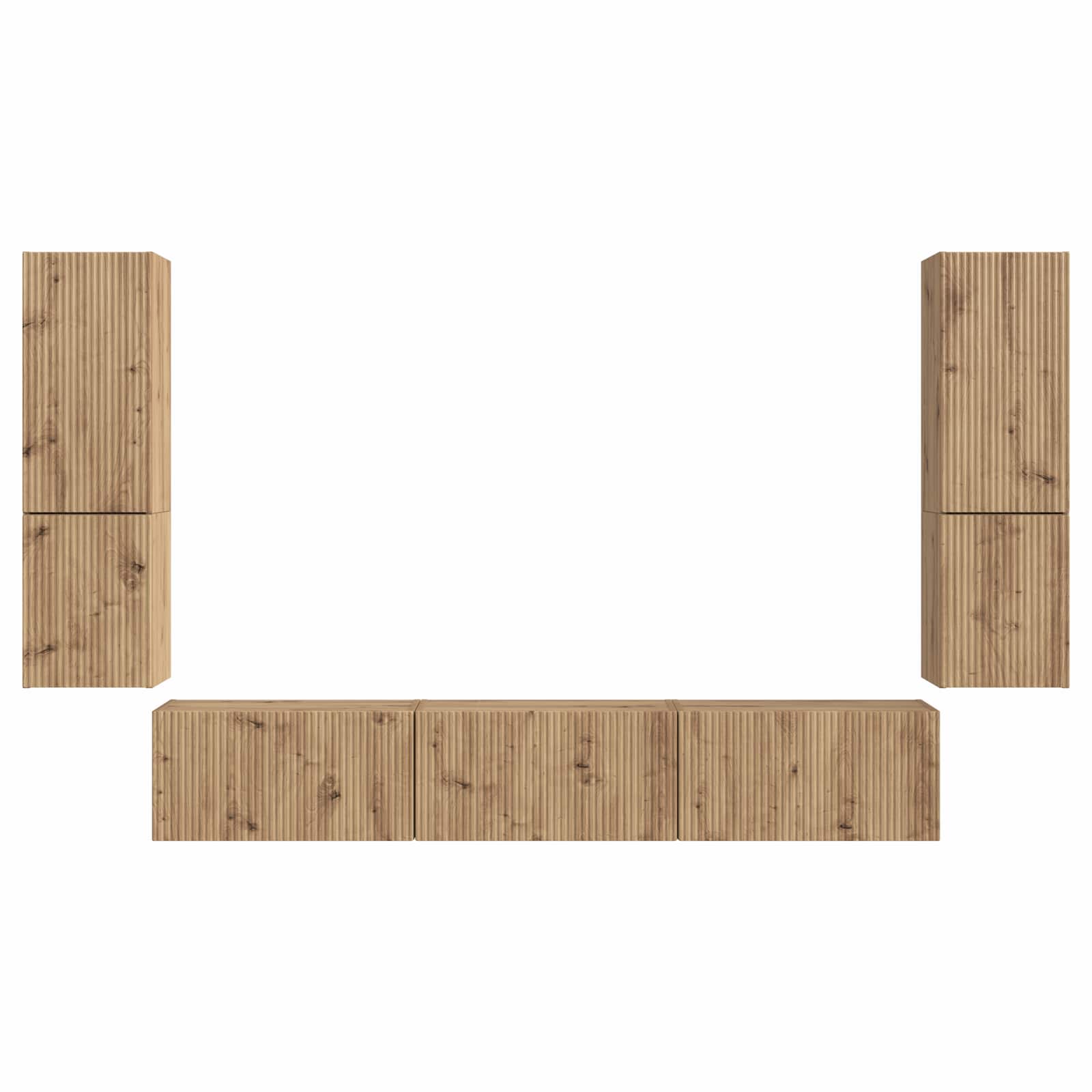 Tv-meubelset 4 pcs Artisan Eiken Bewerkt hout is nu te koop bij PeponiXL, paradijselijk wonen!
