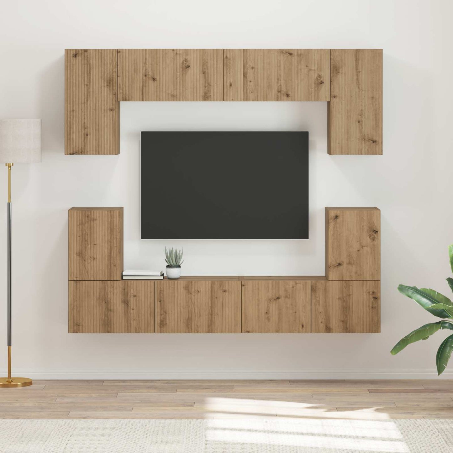 Tv-meubelset 5 pcs Artisan Eiken Bewerkt hout is nu te koop bij PeponiXL, paradijselijk wonen!