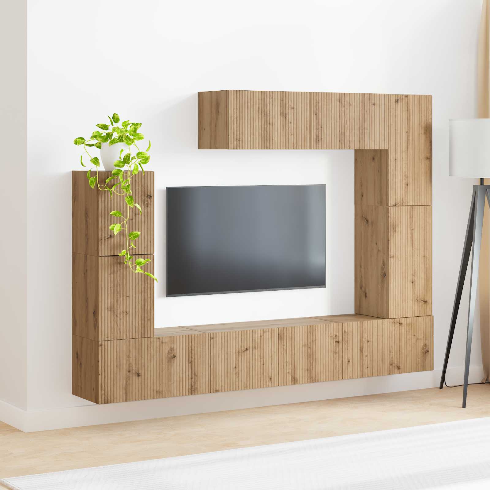 Tv-meubelset 5 pcs Artisan Eiken Bewerkt hout is nu te koop bij PeponiXL, paradijselijk wonen!