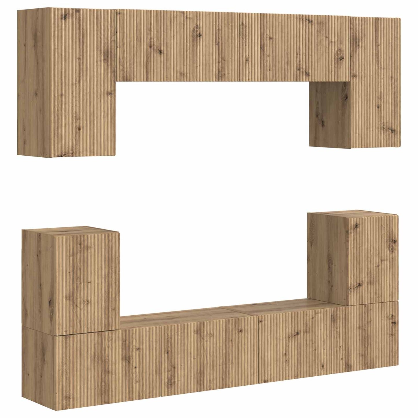 Tv-meubelset 5 pcs Artisan Eiken Bewerkt hout is nu te koop bij PeponiXL, paradijselijk wonen!