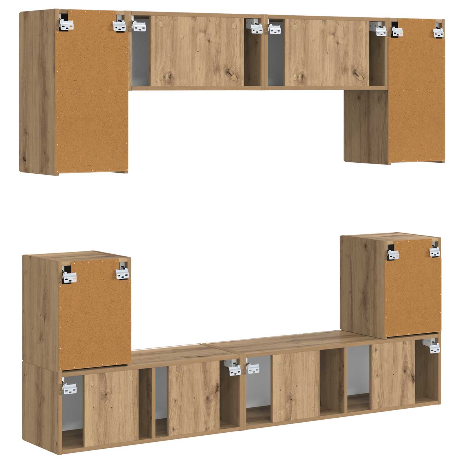 Tv-meubelset 5 pcs Artisan Eiken Bewerkt hout is nu te koop bij PeponiXL, paradijselijk wonen!