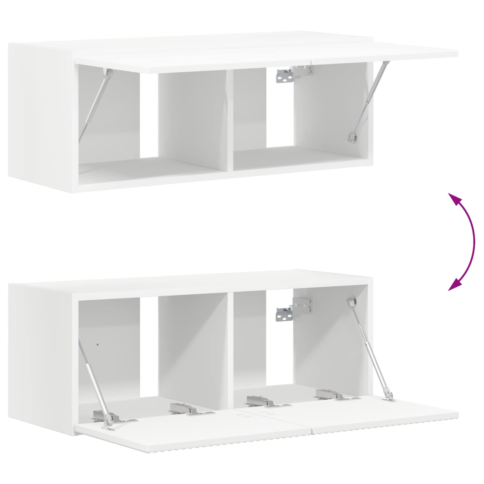 Tv-meubelset Wandgemonteerd 6 pcs Wit Bewerkt hout is nu te koop bij PeponiXL, paradijselijk wonen!