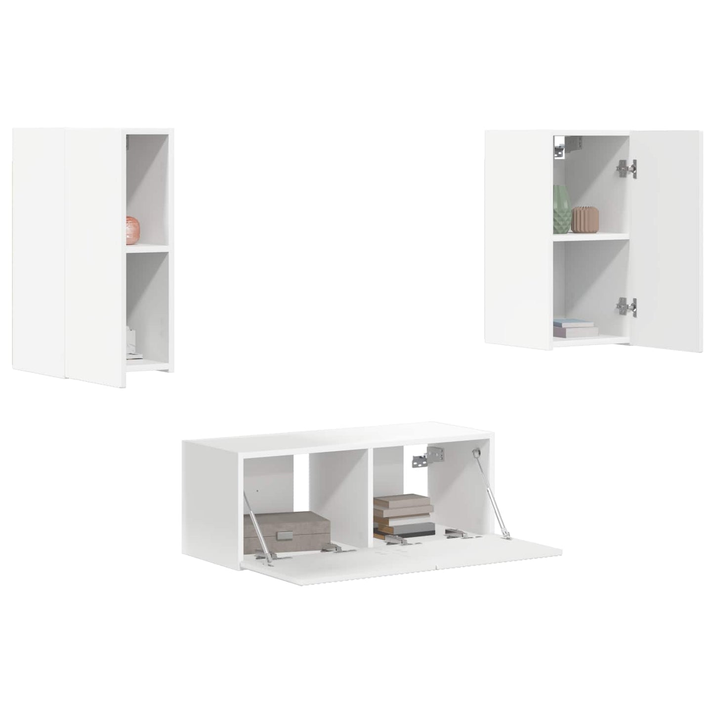 Tv-meubelset Wandgemonteerd 6 pcs Wit Bewerkt hout is nu te koop bij PeponiXL, paradijselijk wonen!