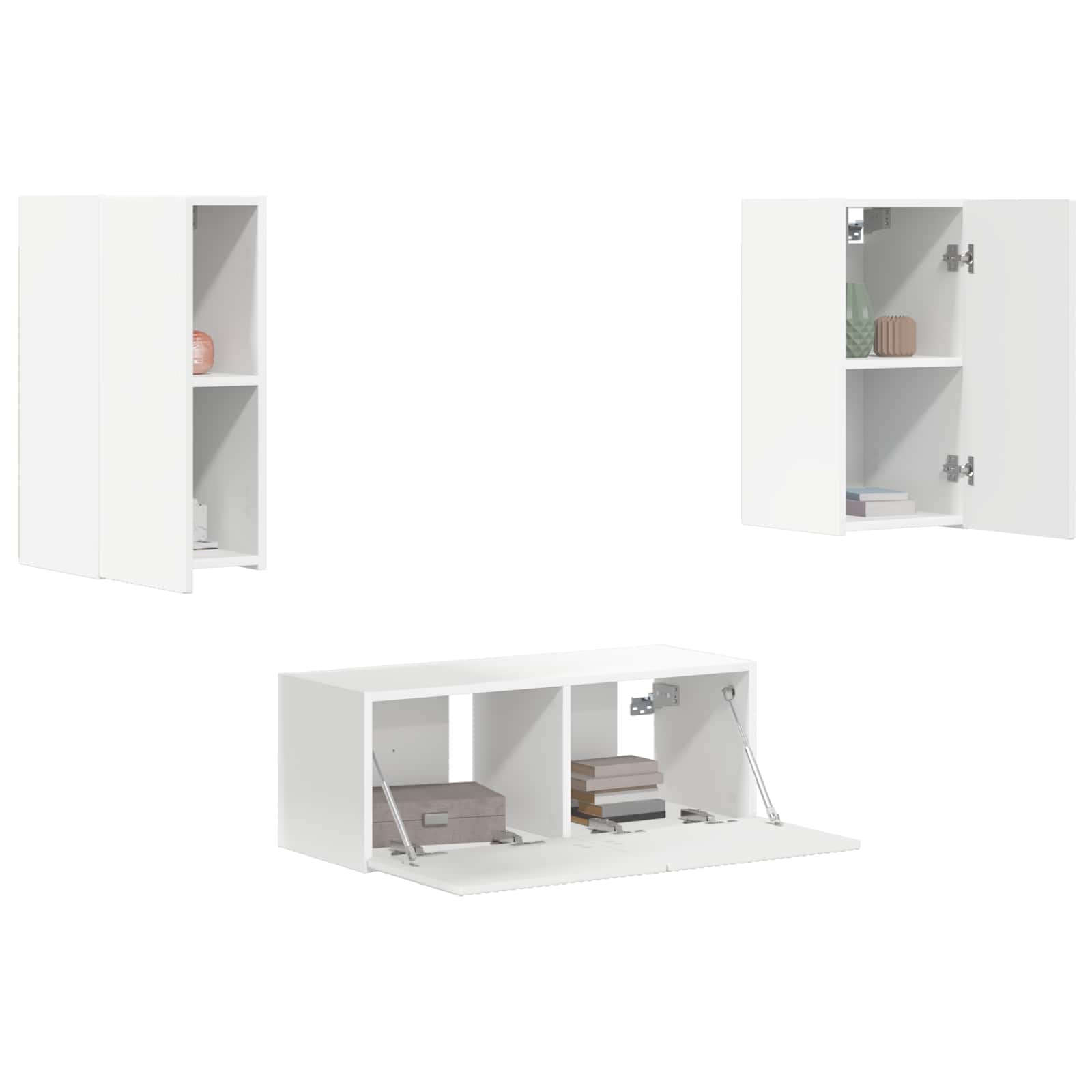 Tv-meubelset Wandgemonteerd 6 pcs Wit Bewerkt hout is nu te koop bij PeponiXL, paradijselijk wonen!