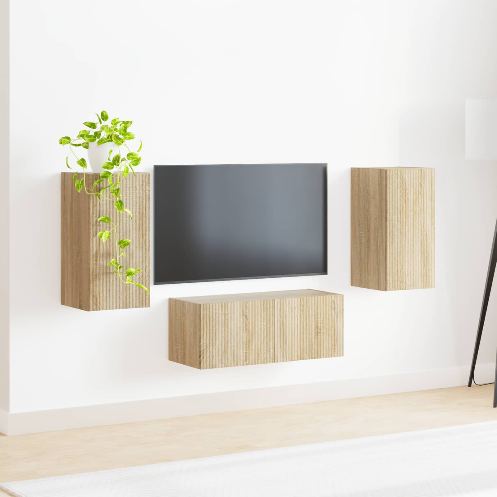 Tv-meubelset Wandgemonteerd 6 pcs Sonoma Eiken Bewerkt hout is nu te koop bij PeponiXL, paradijselijk wonen!