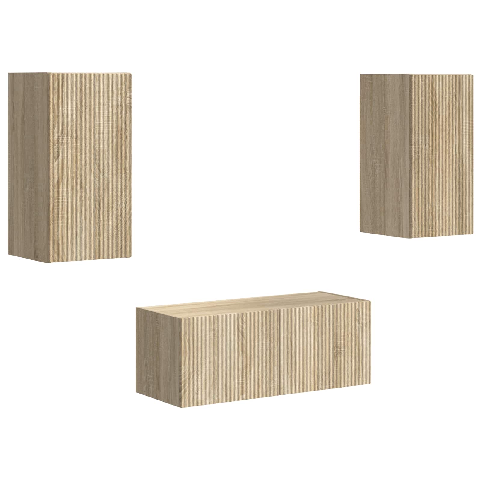 Tv-meubelset Wandgemonteerd 6 pcs Sonoma Eiken Bewerkt hout is nu te koop bij PeponiXL, paradijselijk wonen!