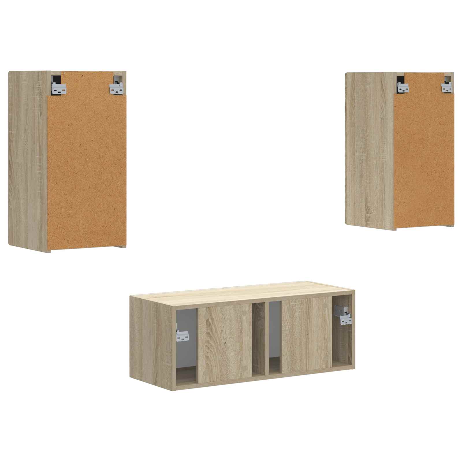 Tv-meubelset Wandgemonteerd 6 pcs Sonoma Eiken Bewerkt hout is nu te koop bij PeponiXL, paradijselijk wonen!