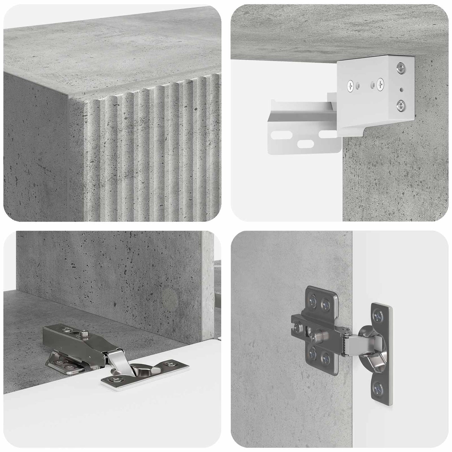 Tv-meubelset Wandgemonteerd 6 pcs Beton Grijs Bewerkt hout is nu te koop bij PeponiXL, paradijselijk wonen!