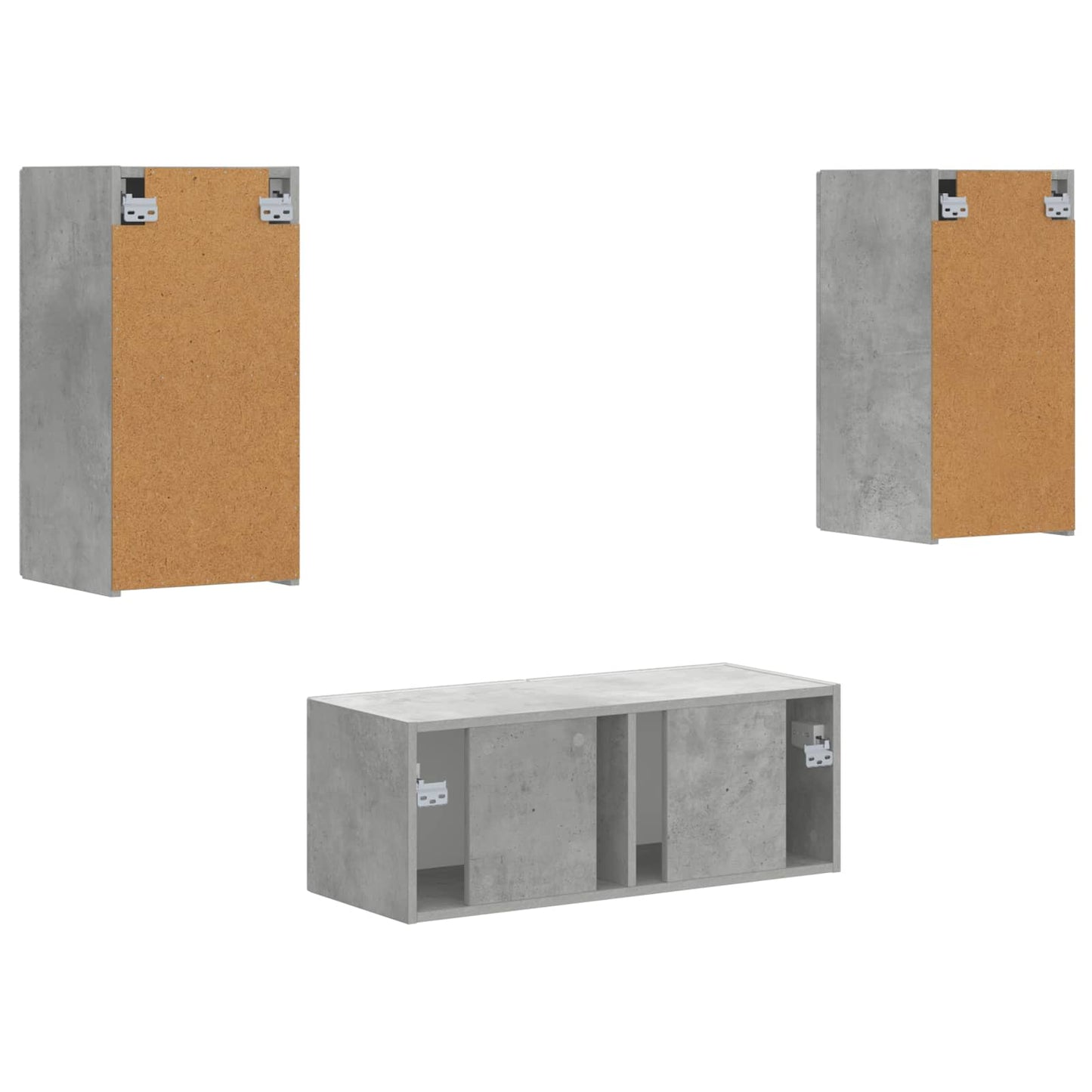 Tv-meubelset Wandgemonteerd 6 pcs Beton Grijs Bewerkt hout is nu te koop bij PeponiXL, paradijselijk wonen!