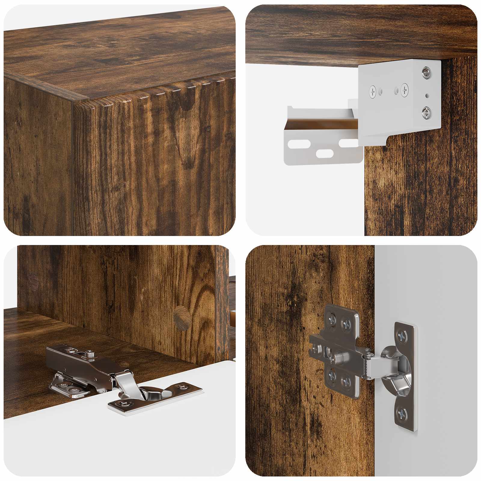 Tv-meubelset Wandgemonteerd 6 pcs Gerookt eiken Bewerkt hout is nu te koop bij PeponiXL, paradijselijk wonen!