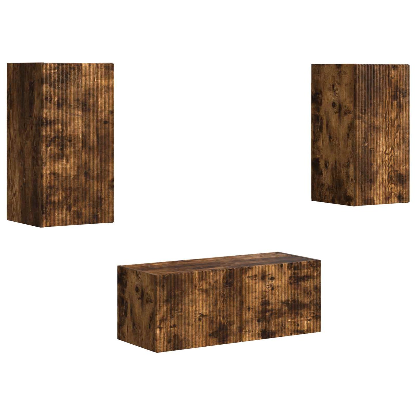 Tv-meubelset Wandgemonteerd 6 pcs Gerookt eiken Bewerkt hout is nu te koop bij PeponiXL, paradijselijk wonen!