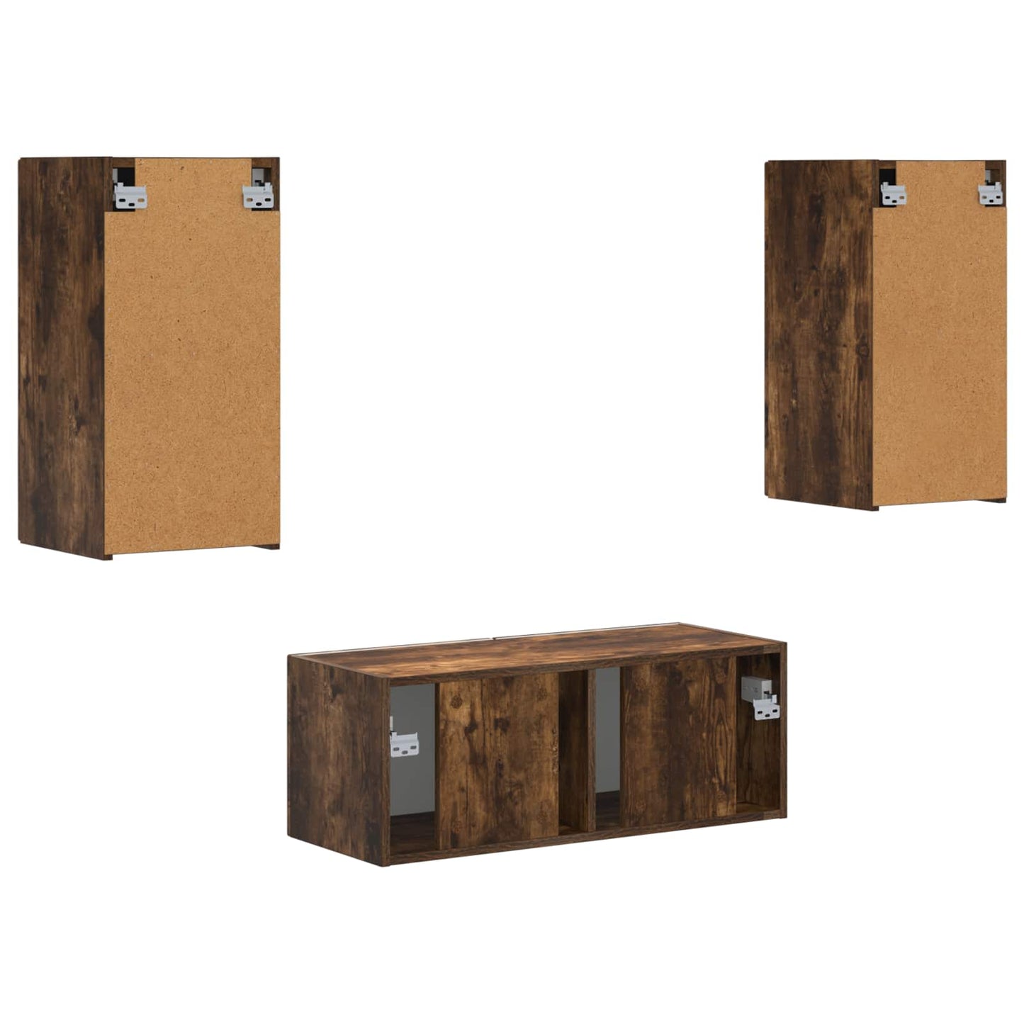 Tv-meubelset Wandgemonteerd 6 pcs Gerookt eiken Bewerkt hout is nu te koop bij PeponiXL, paradijselijk wonen!