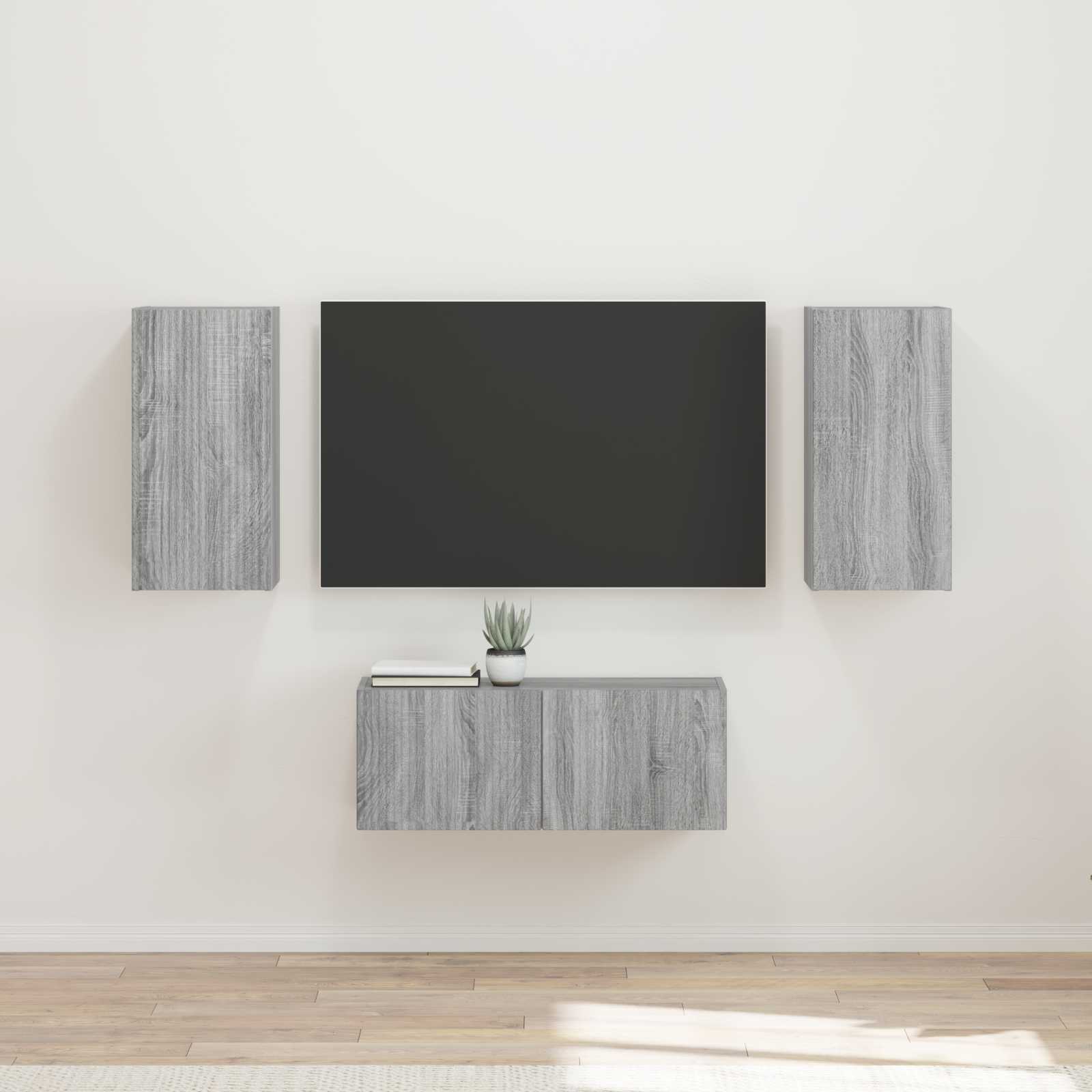 Tv-meubelset Wandgemonteerd 6 pcs Grijs Sonoma Bewerkt hout is nu te koop bij PeponiXL, paradijselijk wonen!