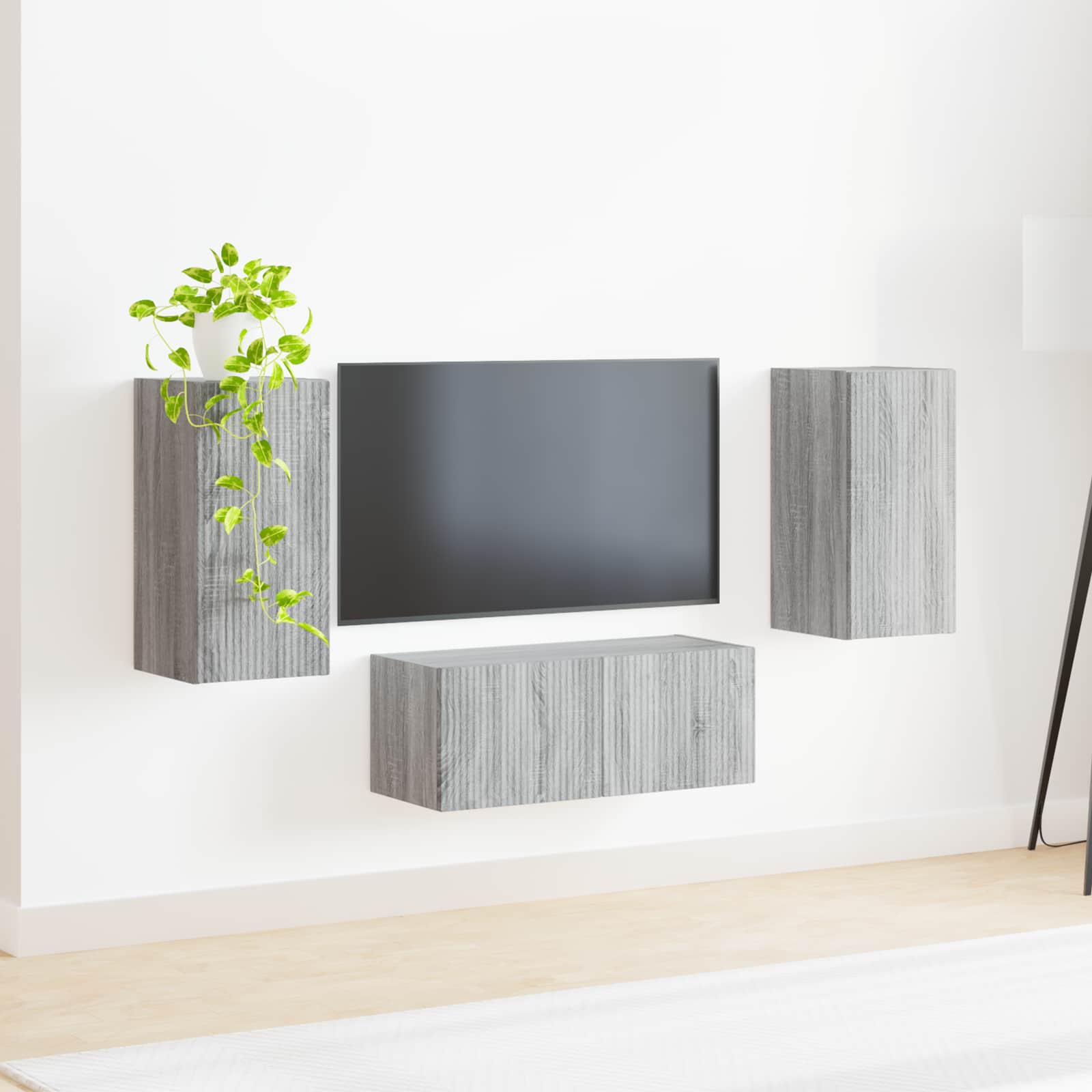Tv-meubelset Wandgemonteerd 6 pcs Grijs Sonoma Bewerkt hout is nu te koop bij PeponiXL, paradijselijk wonen!