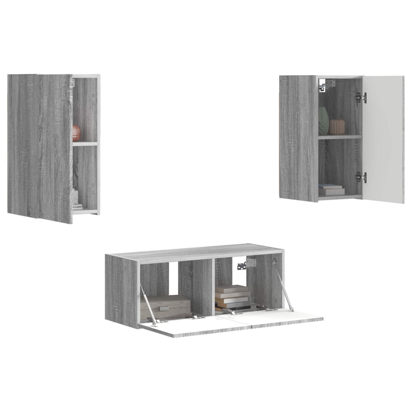 Tv-meubelset Wandgemonteerd 6 pcs Grijs Sonoma Bewerkt hout is nu te koop bij PeponiXL, paradijselijk wonen!