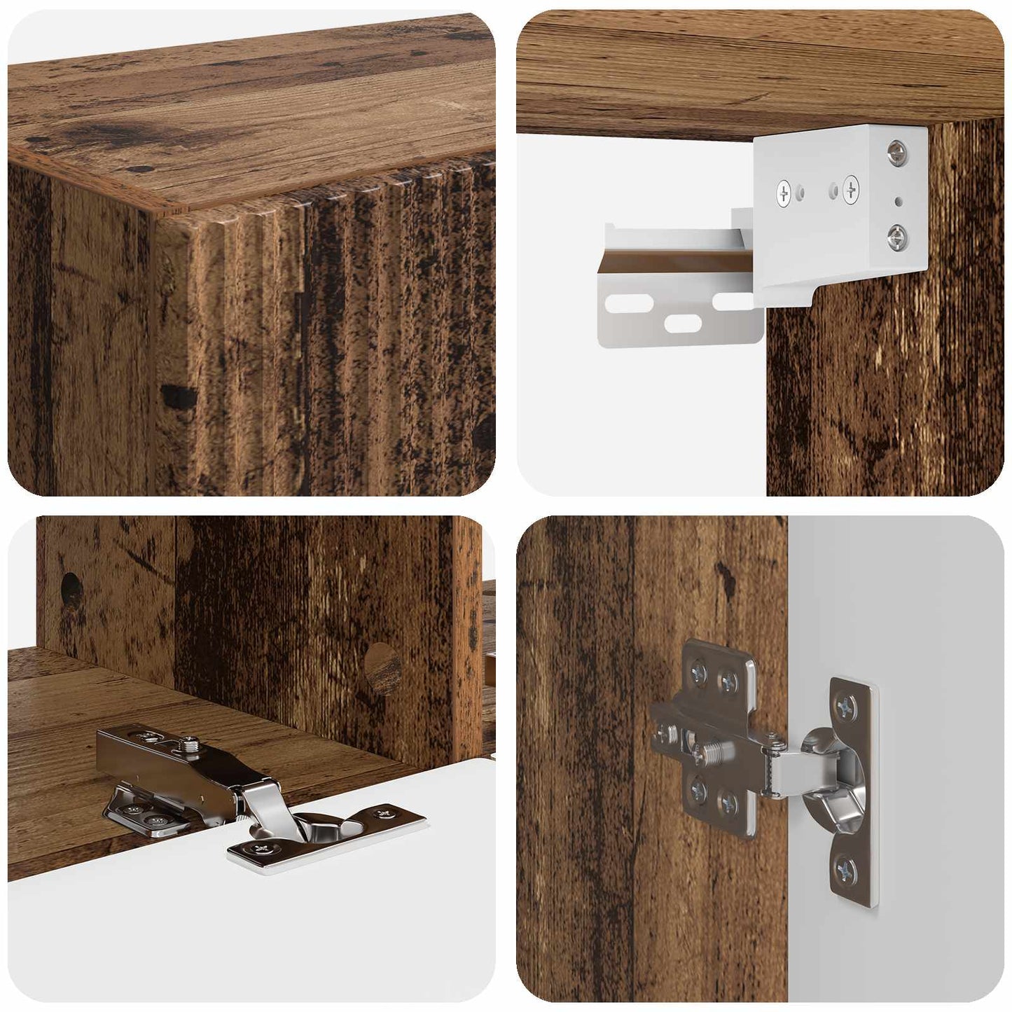 Tv-meubelset Wandgemonteerd 6 pcs Oudhout Bewerkt hout is nu te koop bij PeponiXL, paradijselijk wonen!