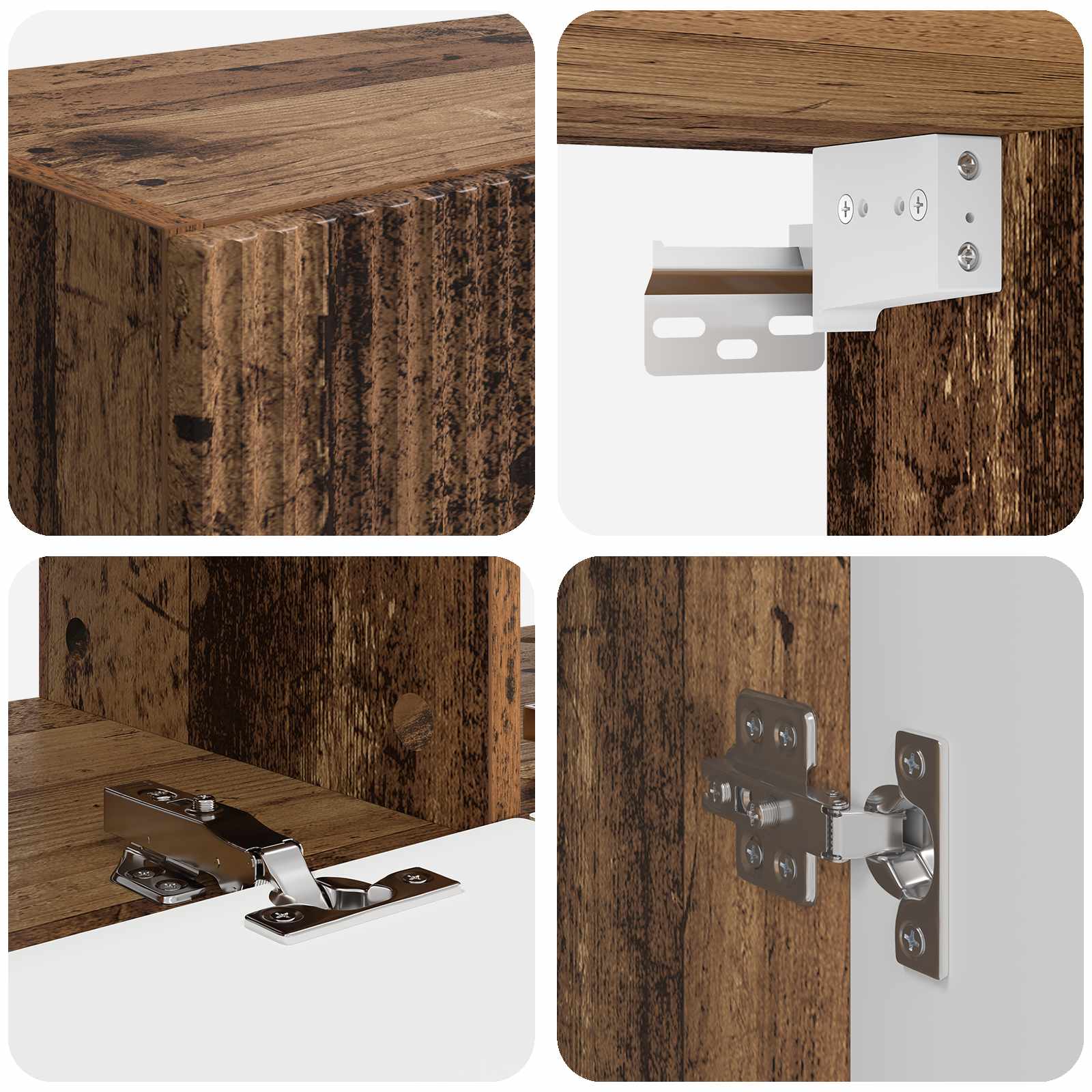 Tv-meubelset Wandgemonteerd 6 pcs Oudhout Bewerkt hout is nu te koop bij PeponiXL, paradijselijk wonen!