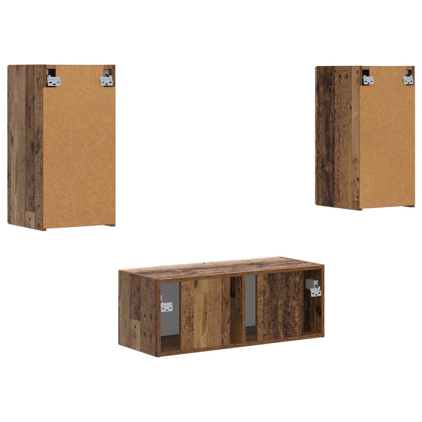 Tv-meubelset Wandgemonteerd 6 pcs Oudhout Bewerkt hout is nu te koop bij PeponiXL, paradijselijk wonen!