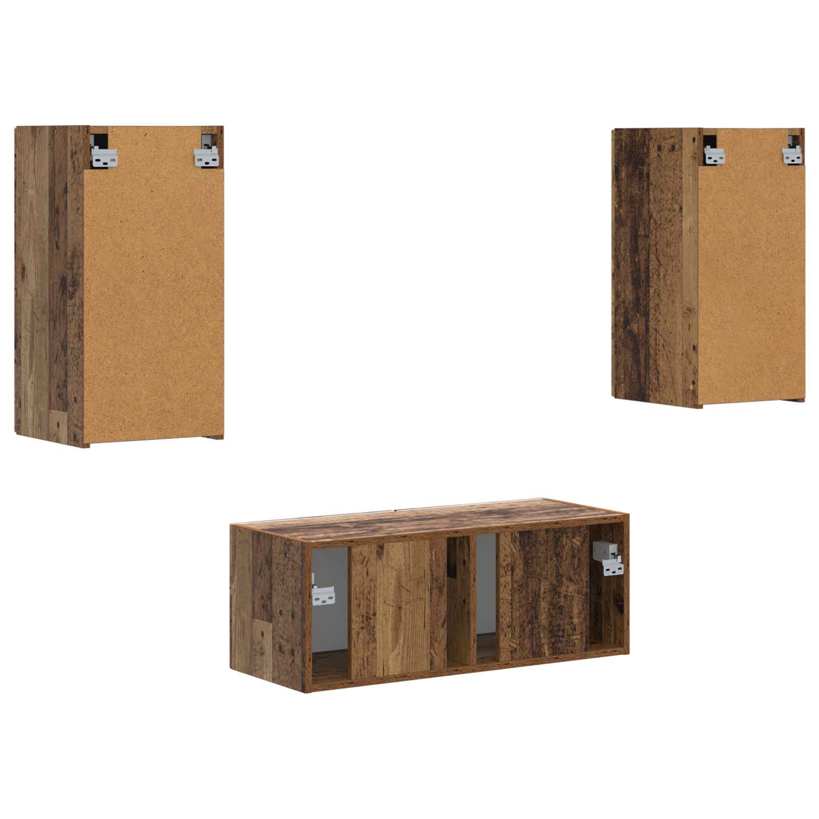 Tv-meubelset Wandgemonteerd 6 pcs Oudhout Bewerkt hout is nu te koop bij PeponiXL, paradijselijk wonen!