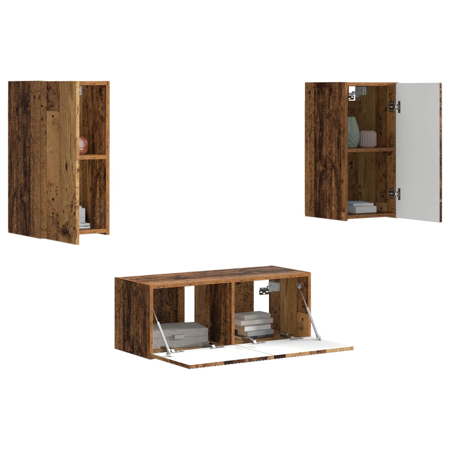 Tv-meubelset Wandgemonteerd 6 pcs Oudhout Bewerkt hout is nu te koop bij PeponiXL, paradijselijk wonen!