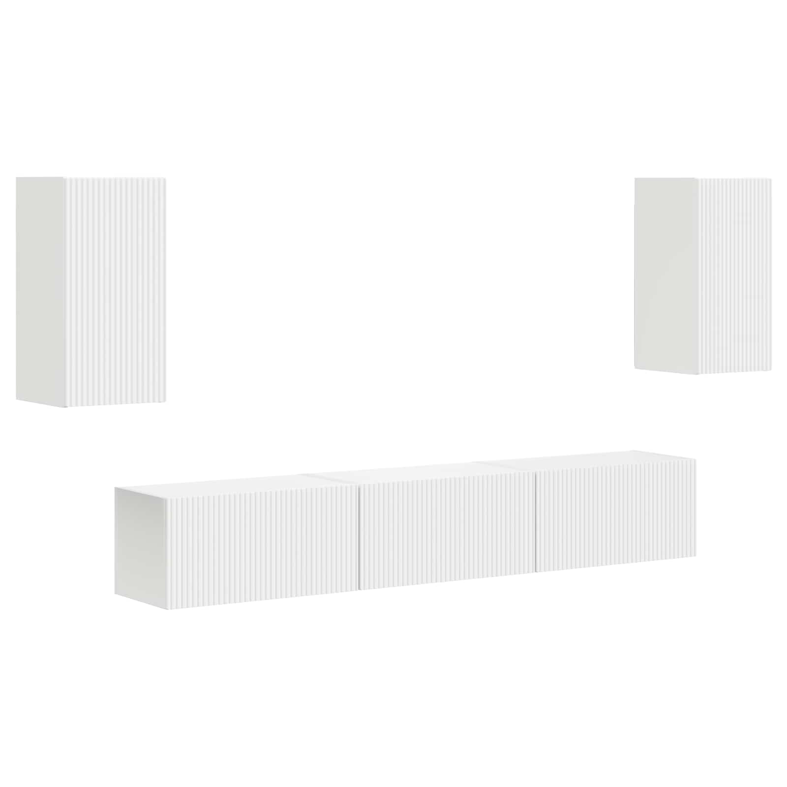 Tv-meubelset Wandgemonteerd 5 pcs Wit Bewerkt hout is nu te koop bij PeponiXL, paradijselijk wonen!