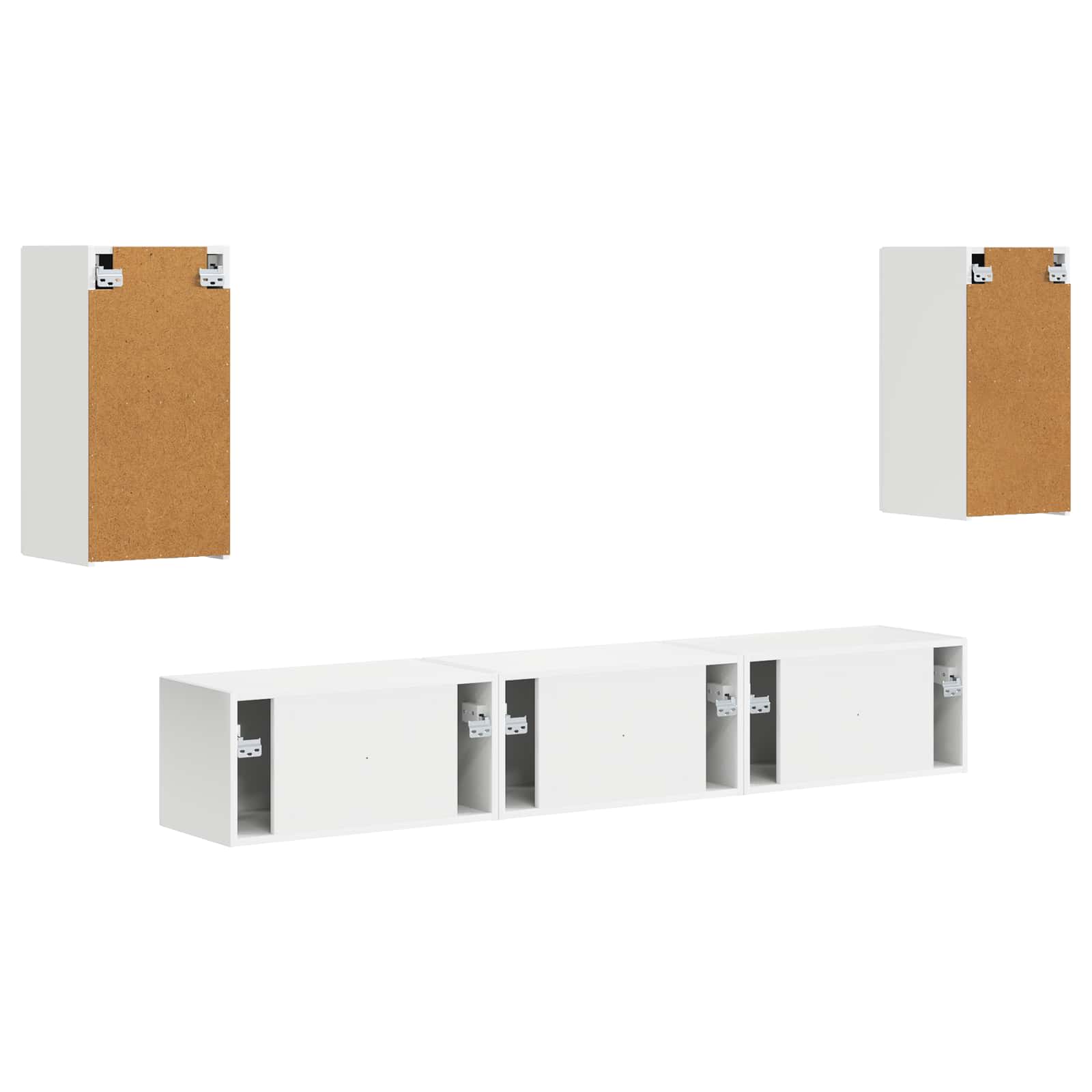 Tv-meubelset Wandgemonteerd 5 pcs Wit Bewerkt hout is nu te koop bij PeponiXL, paradijselijk wonen!