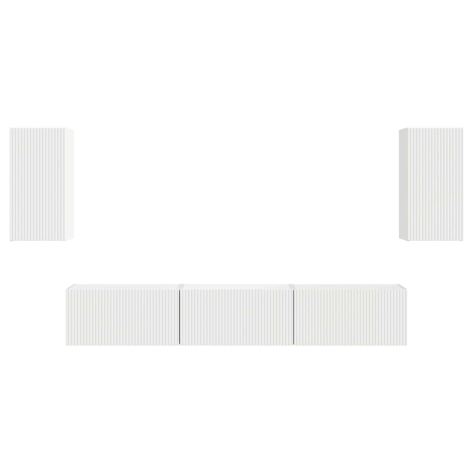 Tv-meubelset Wandgemonteerd 5 pcs Wit Bewerkt hout is nu te koop bij PeponiXL, paradijselijk wonen!