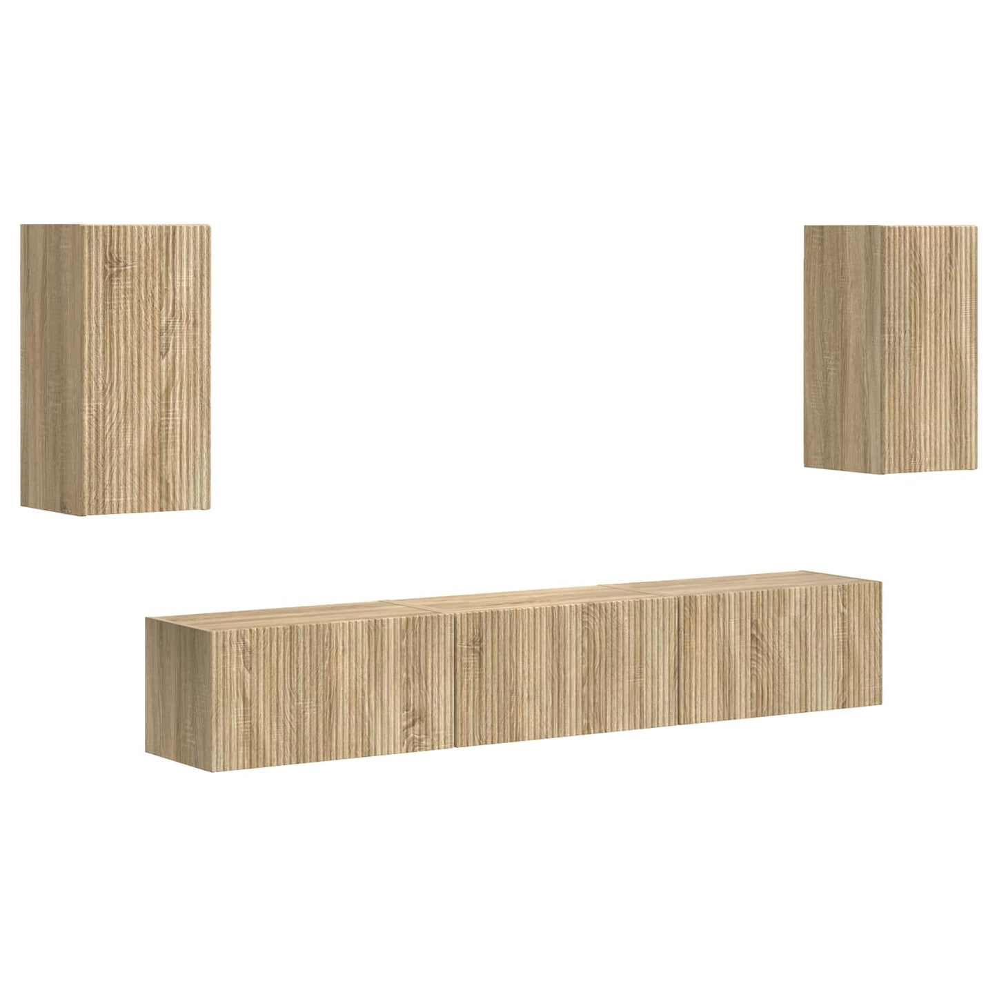 Tv-meubelset Wandgemonteerd 5 pcs Sonoma Eiken Bewerkt hout is nu te koop bij PeponiXL, paradijselijk wonen!