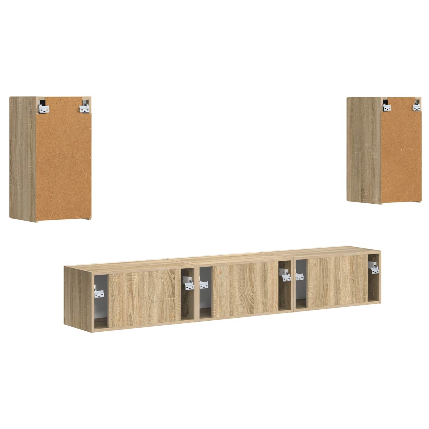 Tv-meubelset Wandgemonteerd 5 pcs Sonoma Eiken Bewerkt hout is nu te koop bij PeponiXL, paradijselijk wonen!