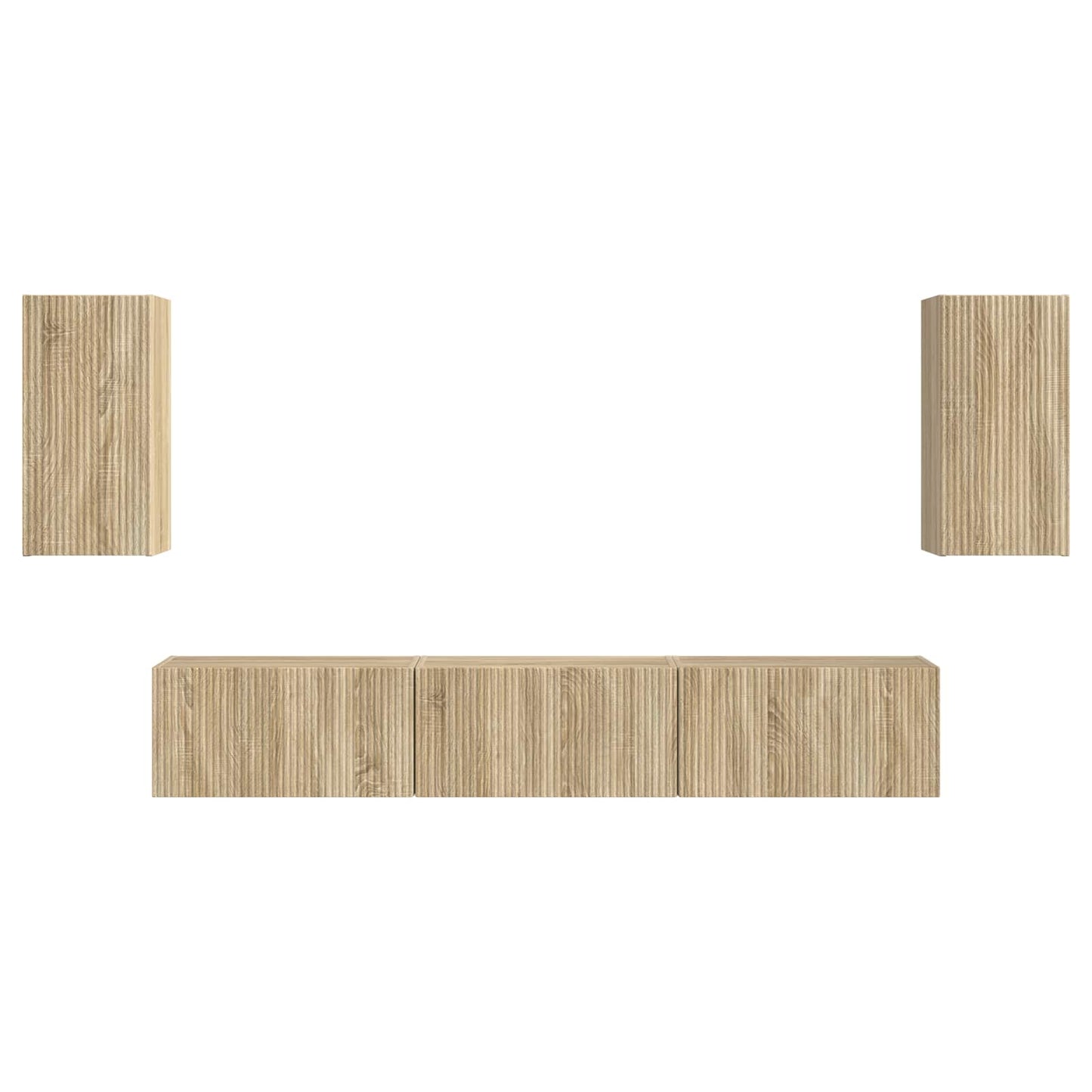 Tv-meubelset Wandgemonteerd 5 pcs Sonoma Eiken Bewerkt hout is nu te koop bij PeponiXL, paradijselijk wonen!